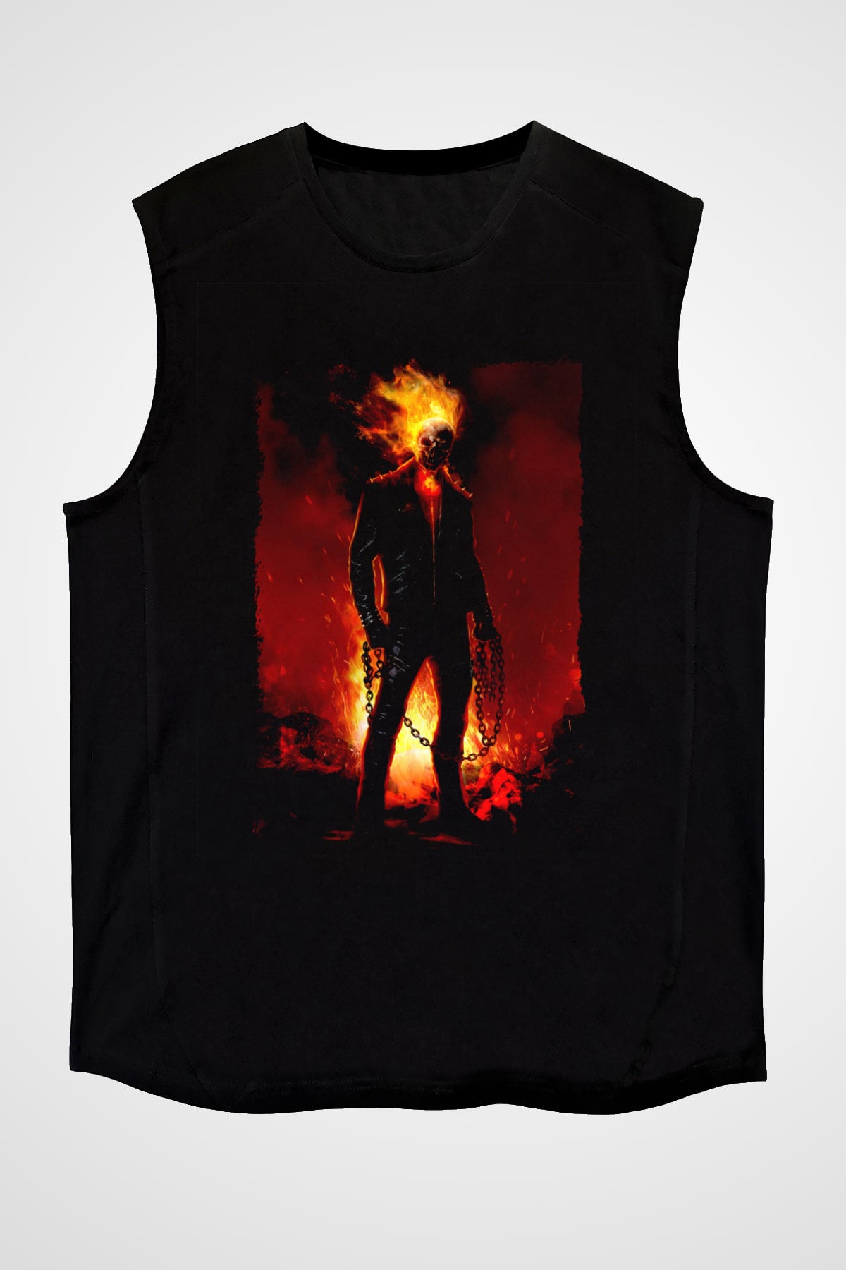 Ghost Rider Hayalet Sürücü Siyah Unisex  Kolsuz Tişört