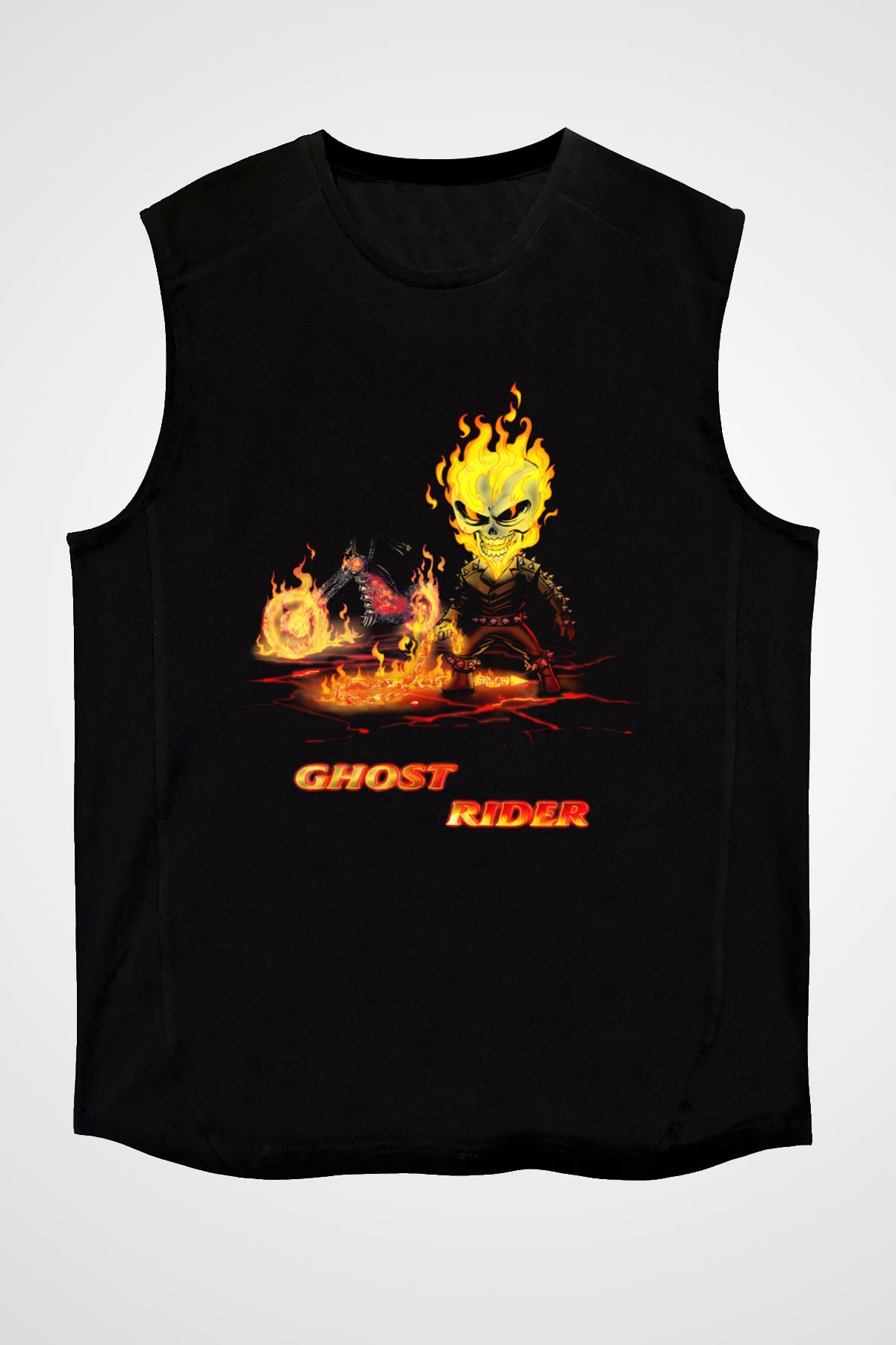 Ghost Rider Hayalet Sürücü Siyah Unisex Kolsuz Tişört