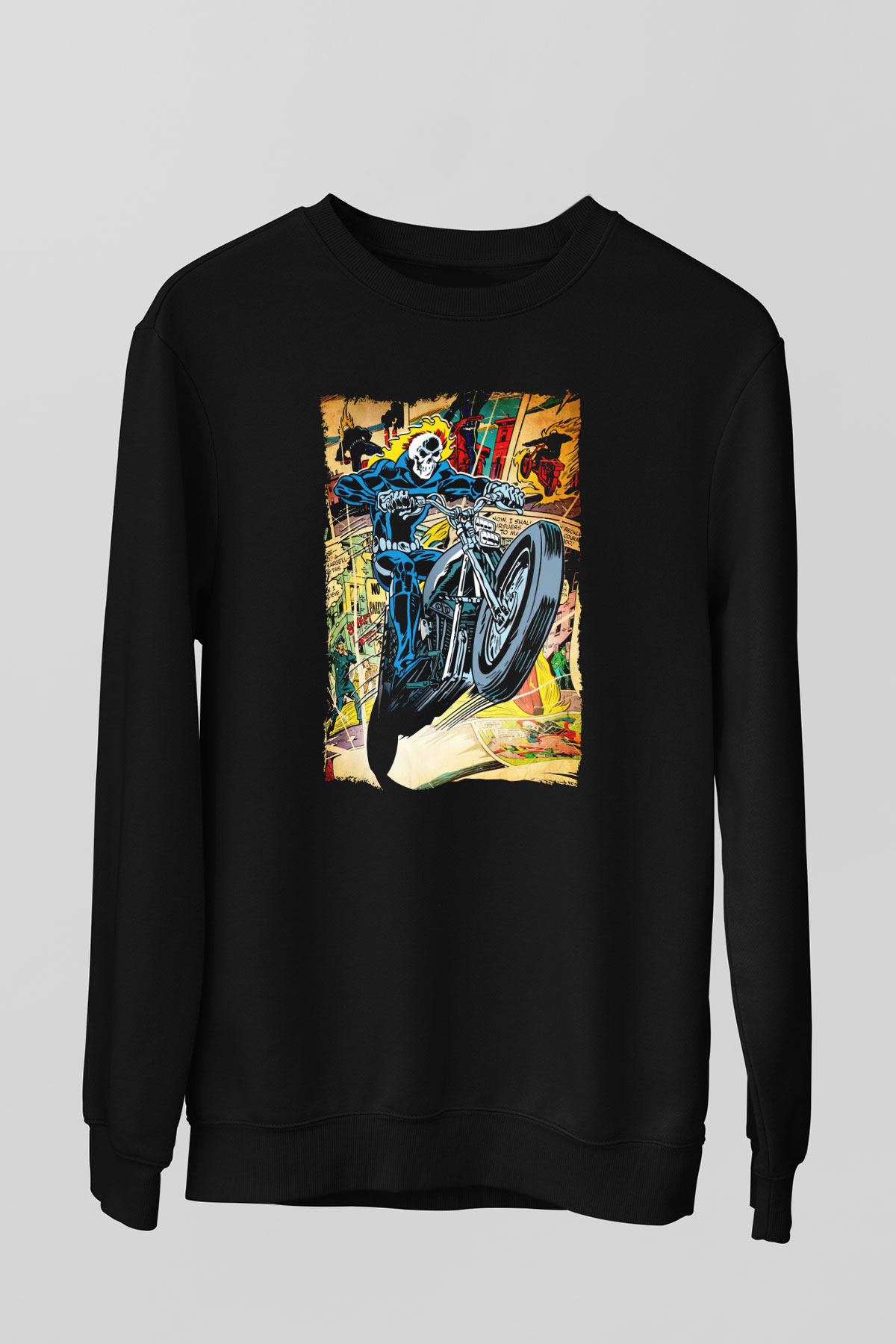 Ghost Rider Hayalet Sürücü Siyah Unisex  Sweatshirt