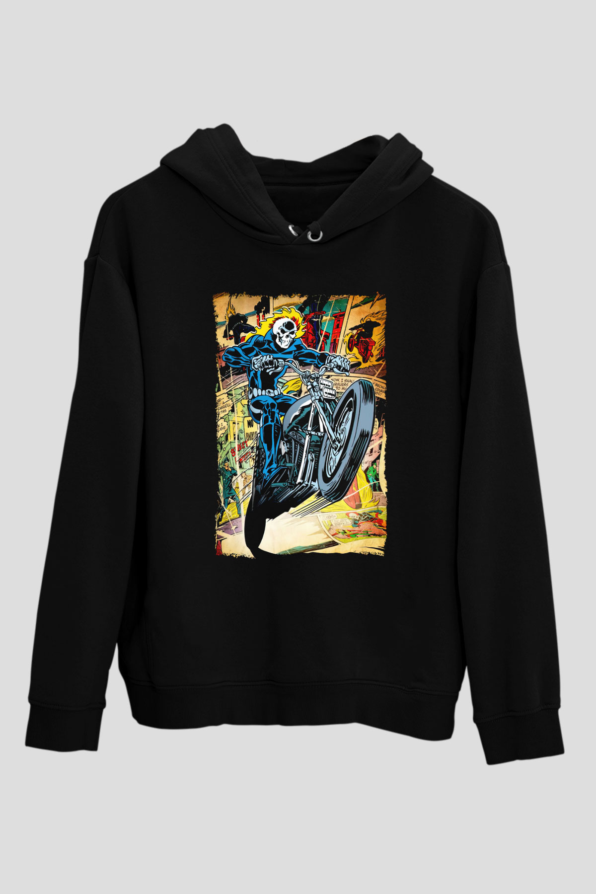 Ghost Rider Hayalet Sürücü Siyah Unisex Hoodie
