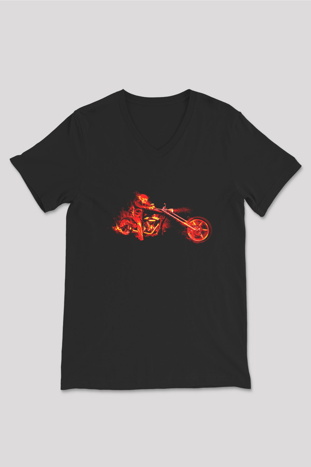 Ghost Rider Hayalet Sürücü Siyah Unisex  V Yaka Tişört