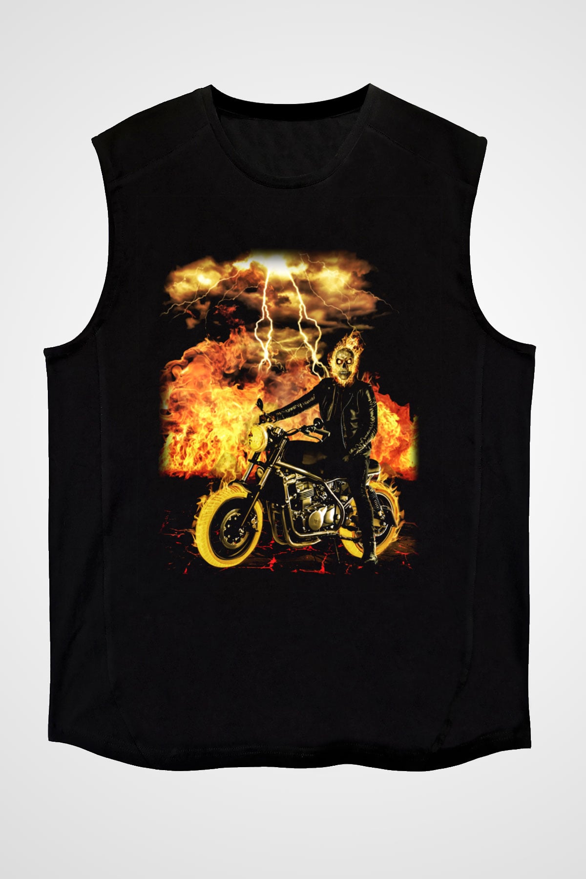 Ghost Rider Hayalet Sürücü Siyah Unisex Kolsuz Tişört