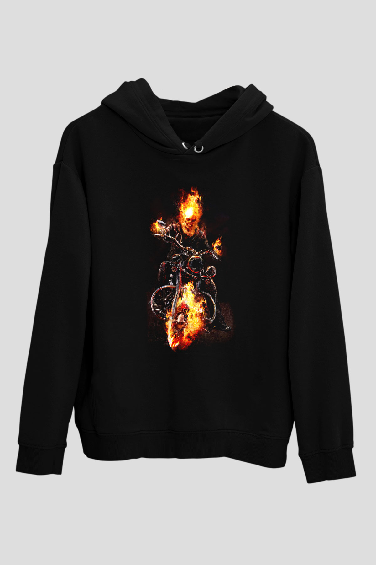 Ghost Rider Hayalet Sürücü Siyah Unisex Kapüşonlu Sweatshirt