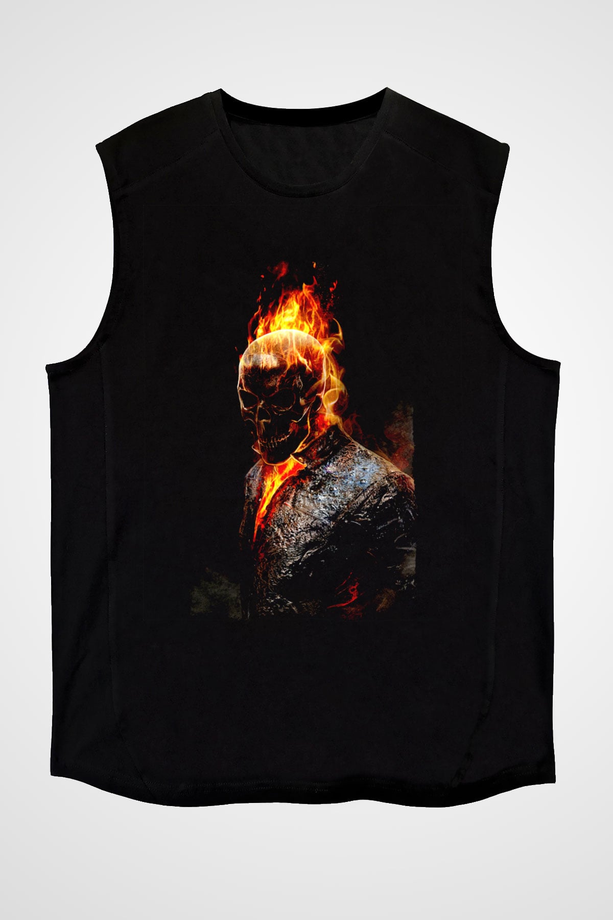 Ghost Rider Hayalet Sürücü Siyah Unisex  Kolsuz Tişört
