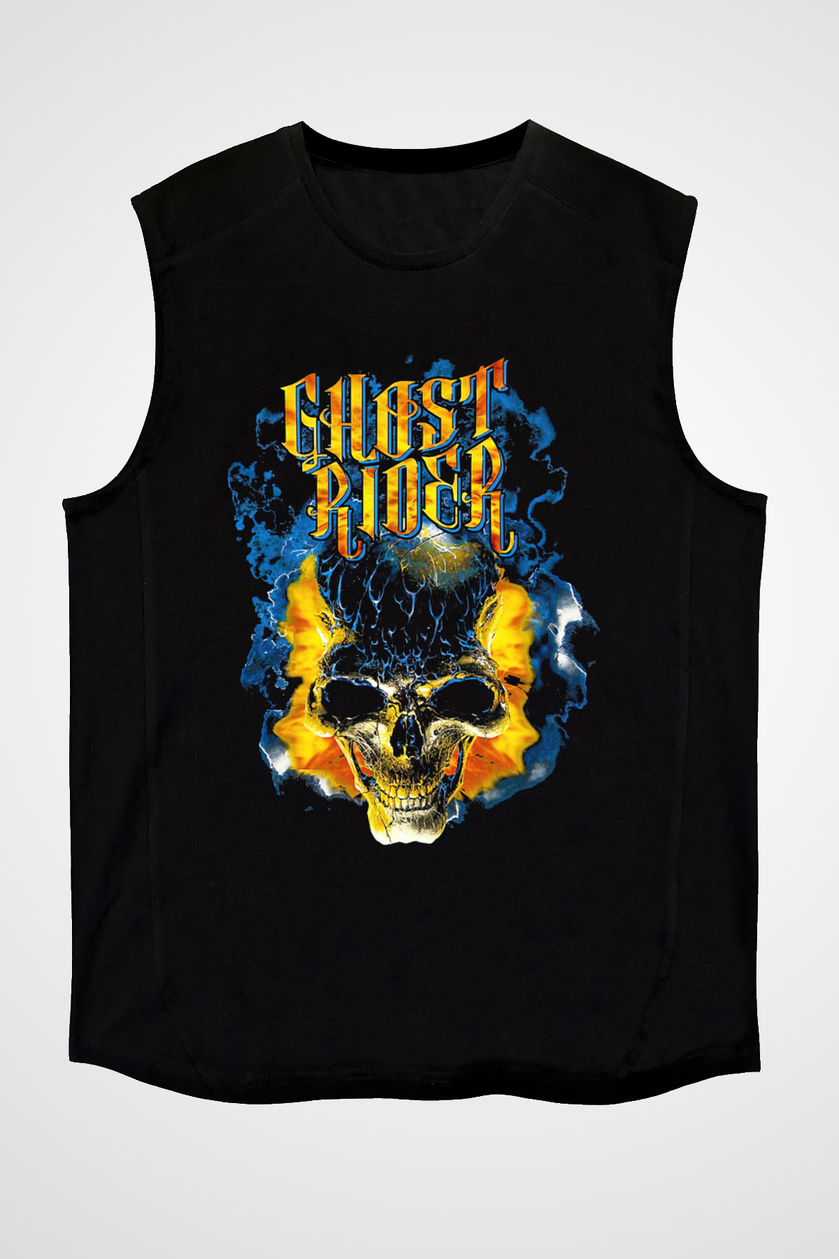 Ghost Rider Hayalet Sürücü Siyah Unisex  Kolsuz Tişört