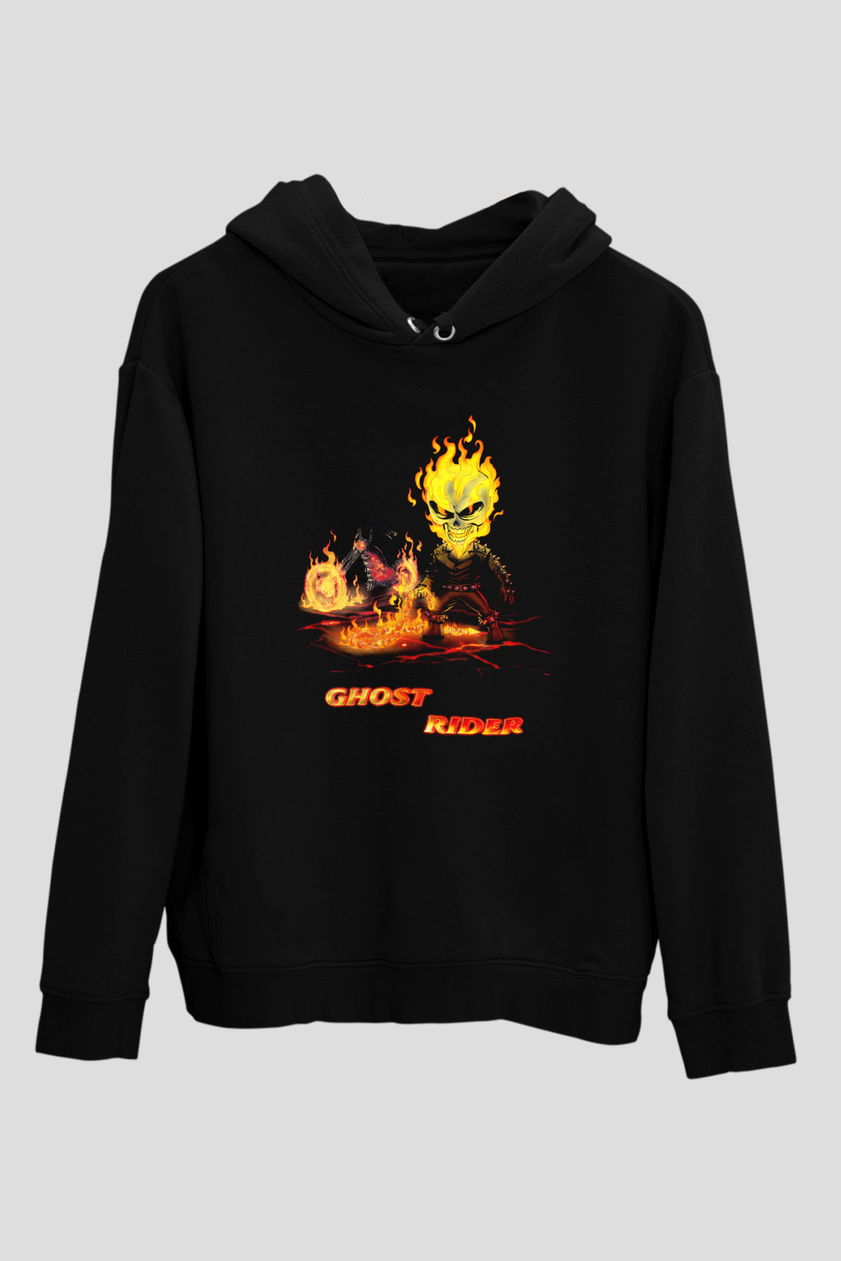 Ghost Rider Hayalet Sürücü Siyah Unisex Kapüşonlu Sweatshirt