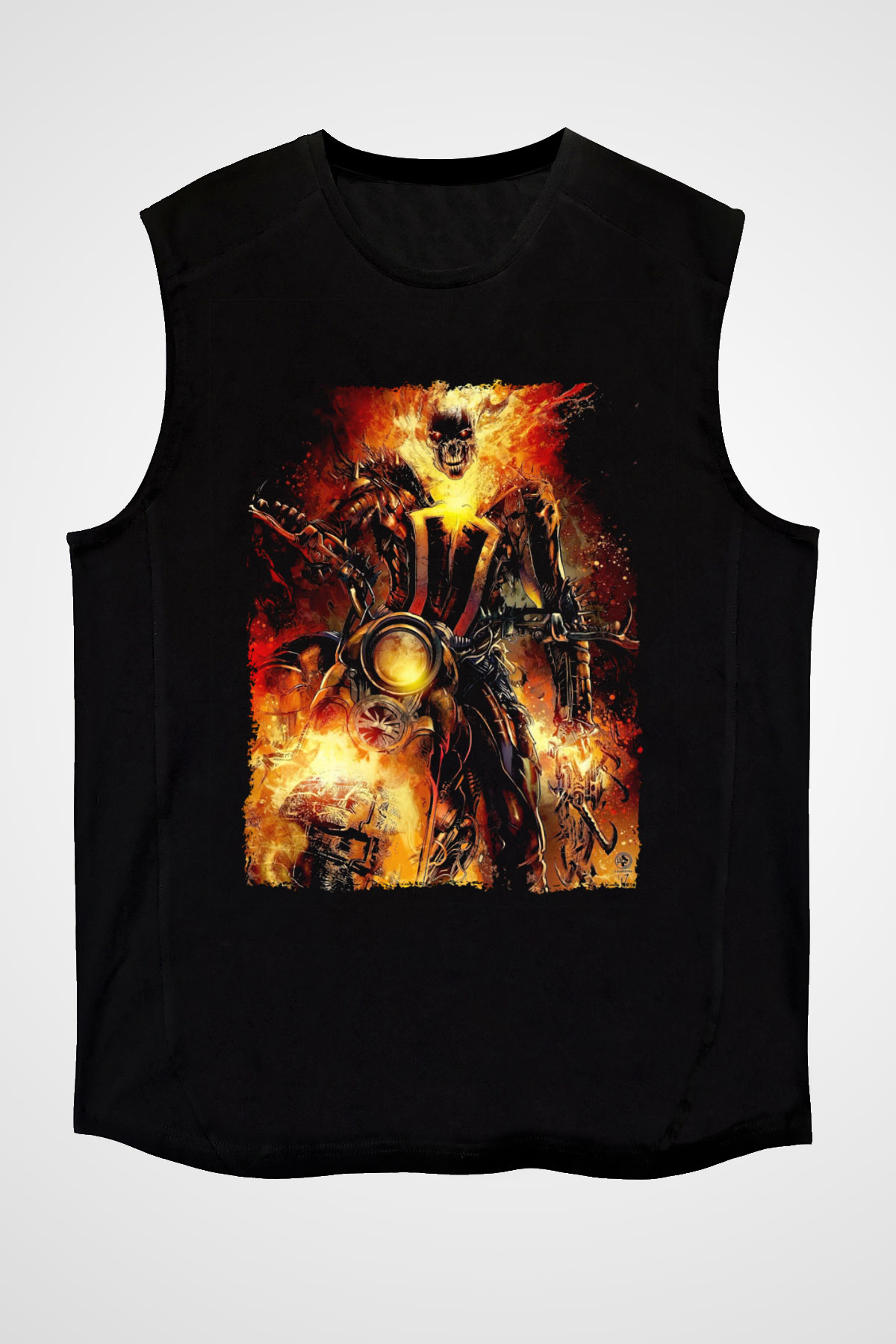 Ghost Rider Hayalet Sürücü Siyah Unisex  Kolsuz Tişört