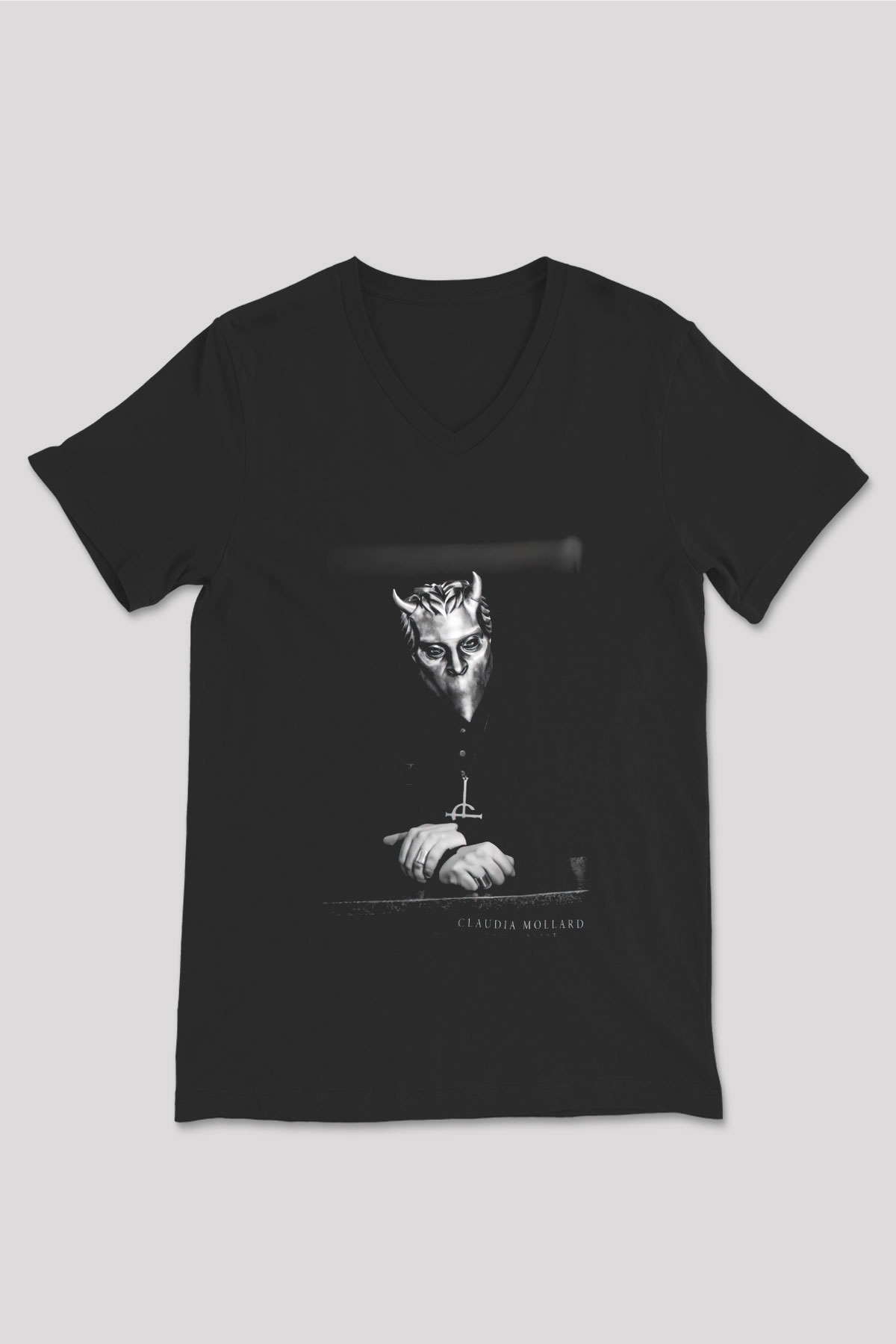 Ghost Siyah Unisex V Yaka Tişört T-Shirt