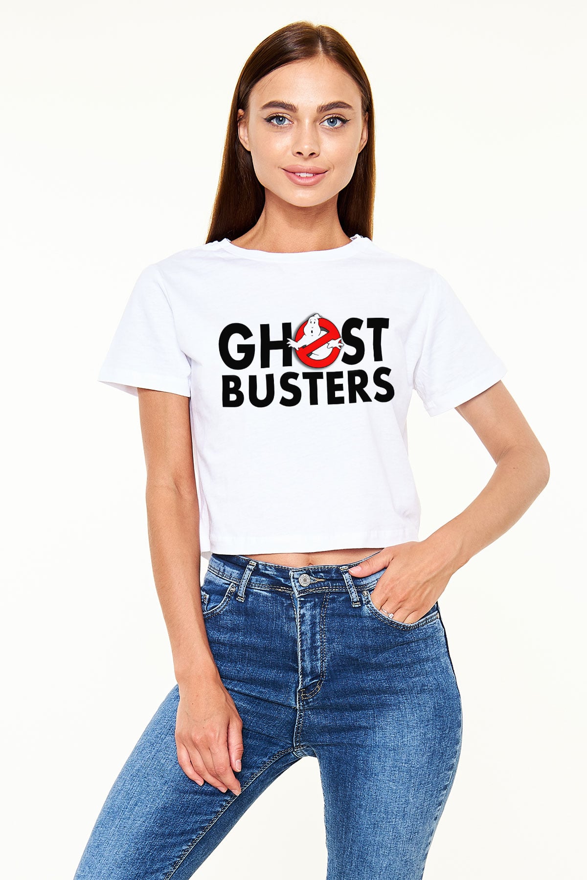 Ghostbusters Hayalet Avcıları Beyaz Croptop Tişört