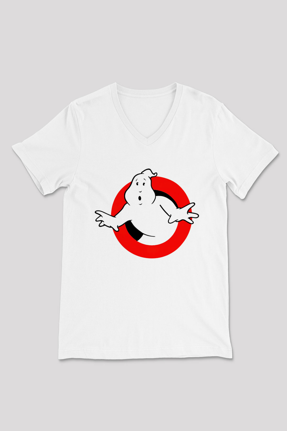 Ghostbusters Hayalet Avcıları Beyaz Unisex V Yaka Tişört T-Shirt