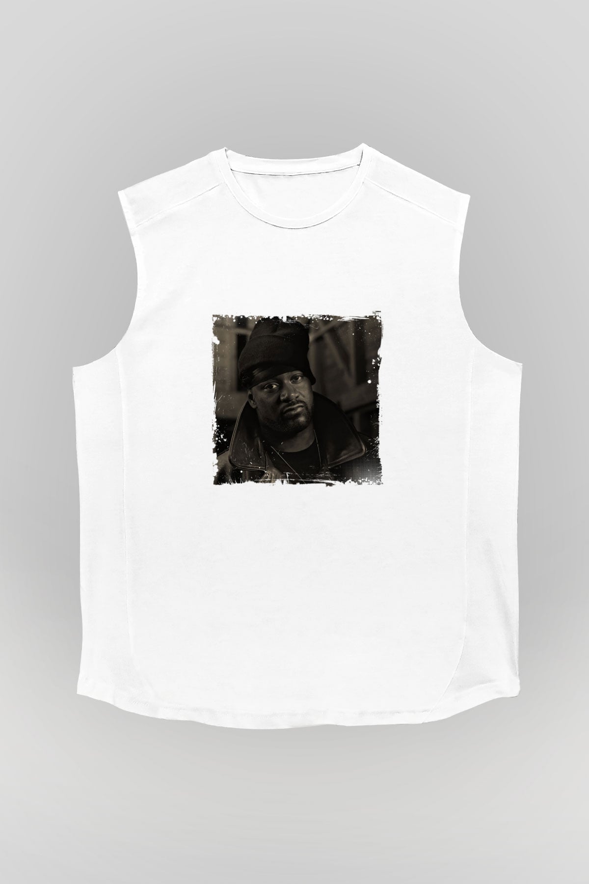 Ghostface Killah Baskılı Unisex Beyaz Kolsuz Tişört