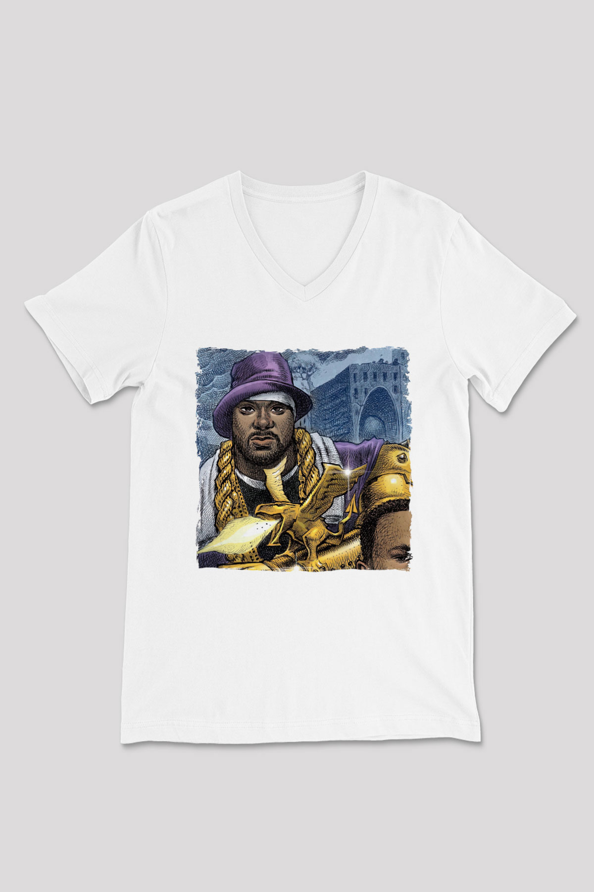 Ghostface Killah Beyaz Unisex V Yaka Tişört