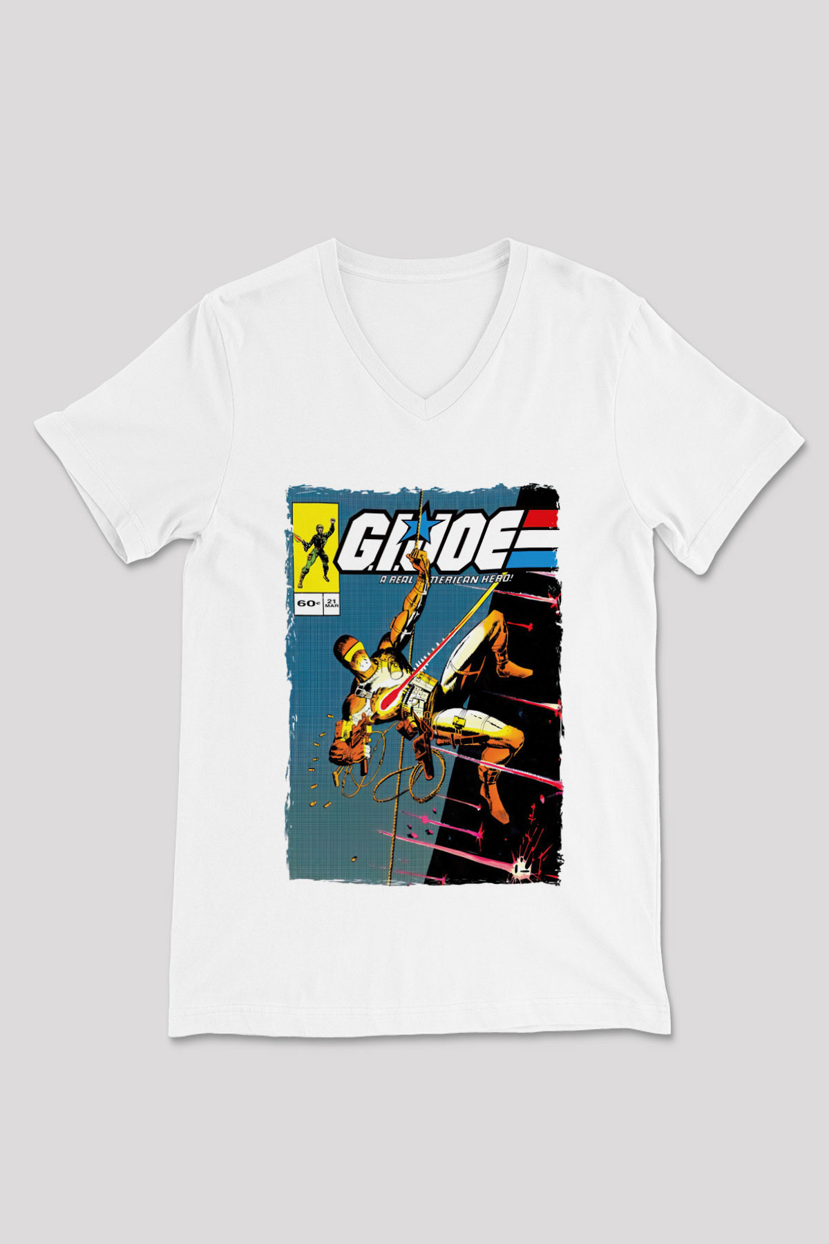 GI JOE Beyaz Unisex  V Yaka Tişört