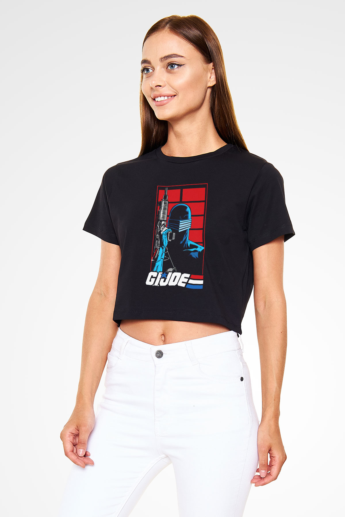 GI JOE Siyah   Crop Top Tişört