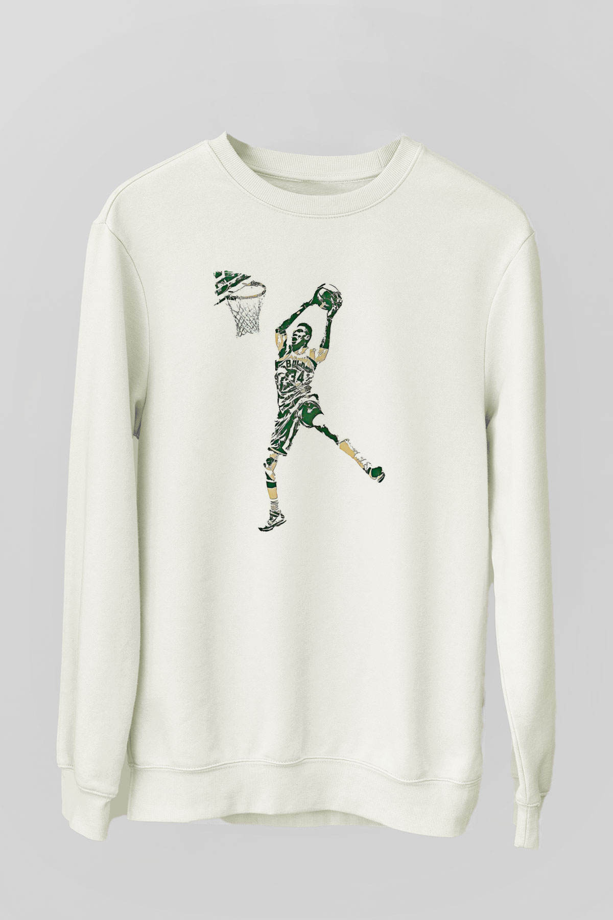 Giannis Antetokounpma Baskılı Beyaz Unisex Sweatshirt