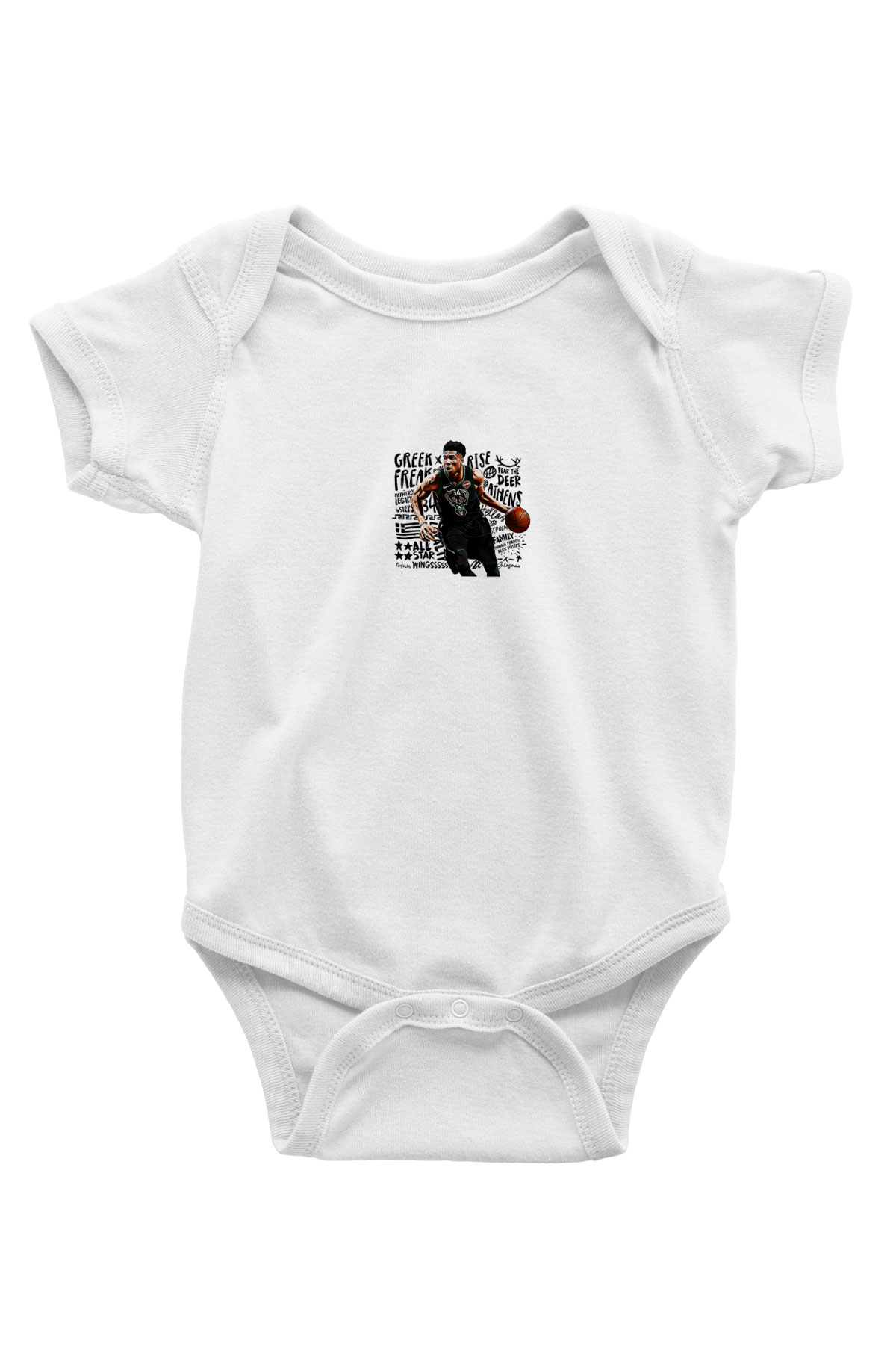 Giannis Antetokounpma Baskılı Beyaz Unisex Bebek Body - Zıbın