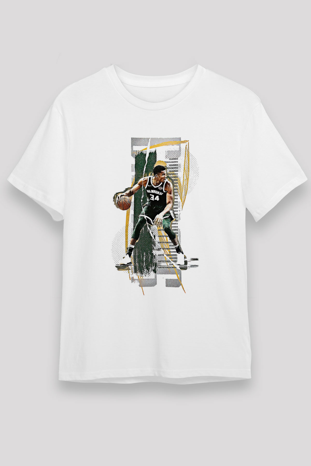 Giannis Antetokounpma Baskılı Unisex Beyaz Tişört - Tshirt