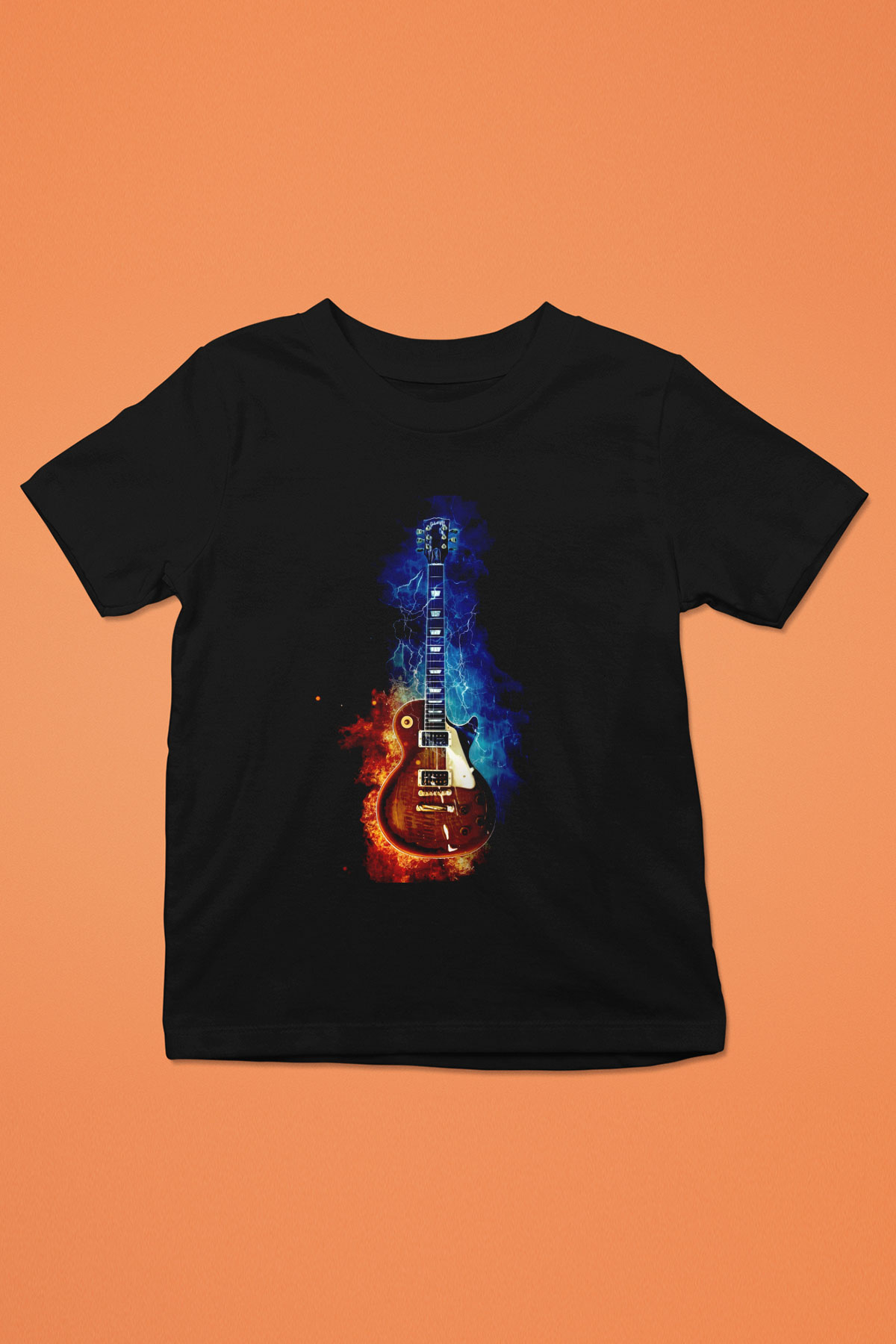 Gibson Gitar Baskılı Unisex Siyah  Çocuk Tişört