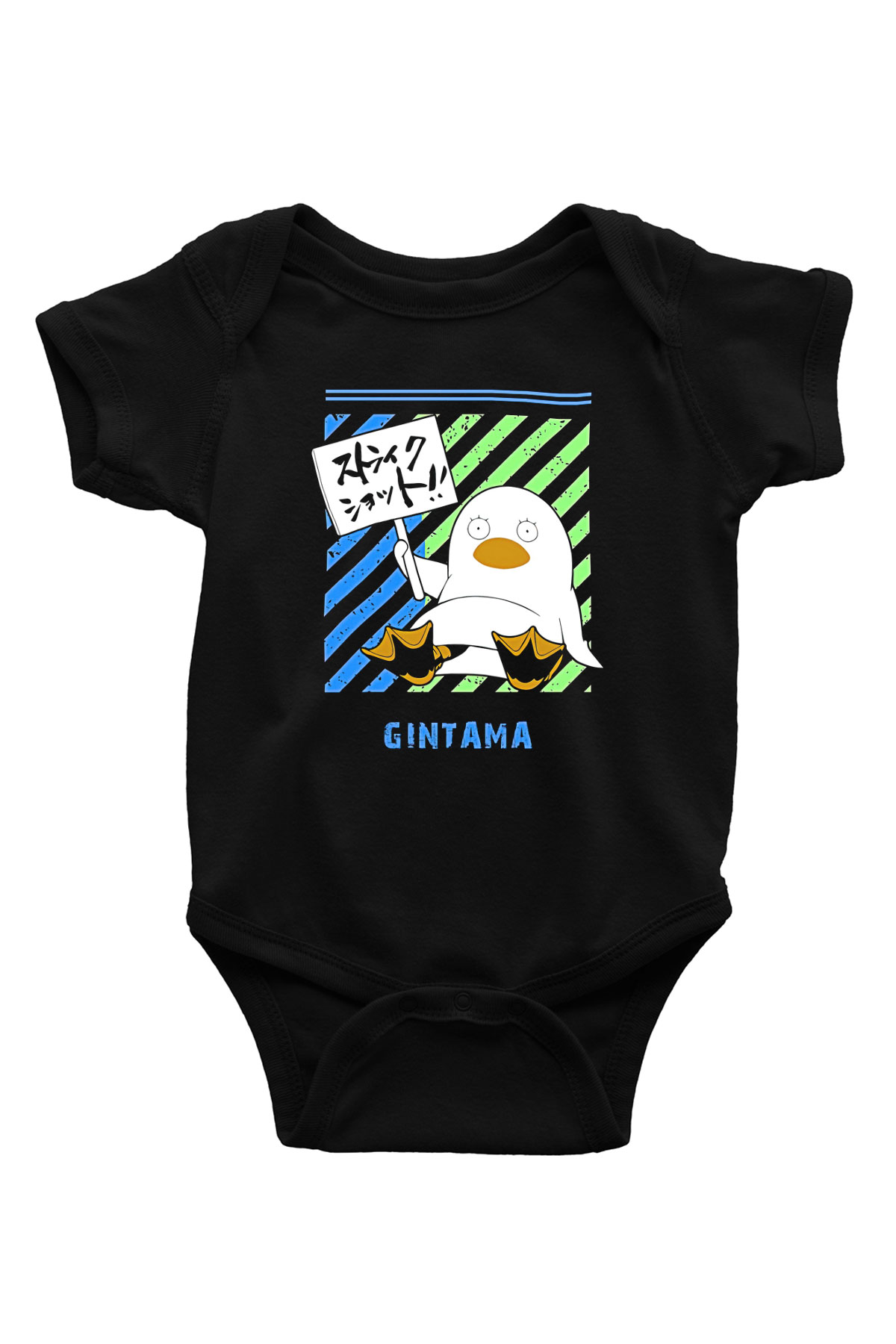 Gintama Baskılı Unisex Siyah Bebek Body - Zıbın