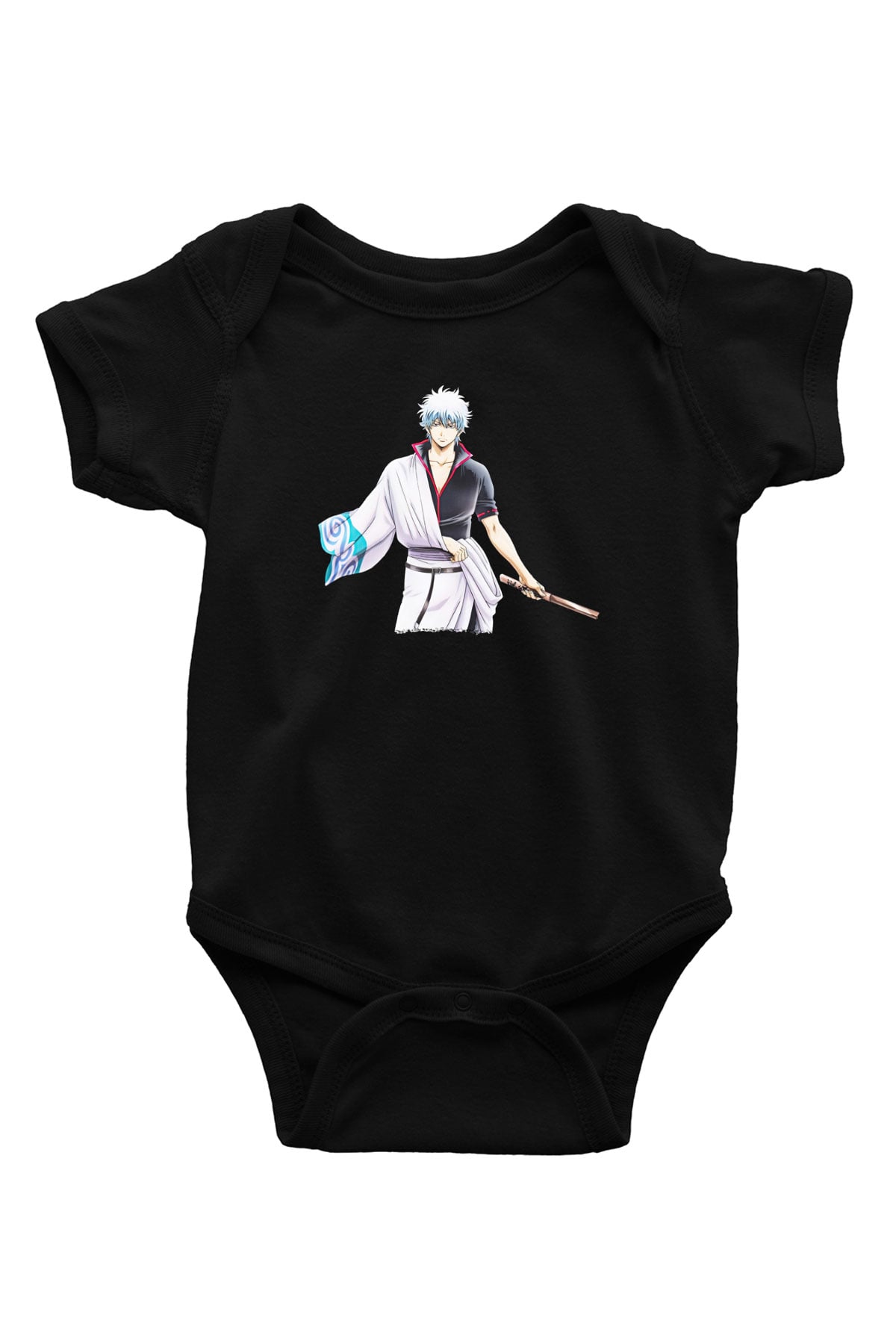 Gintama Baskılı Unisex Siyah Bebek Body - Zıbın