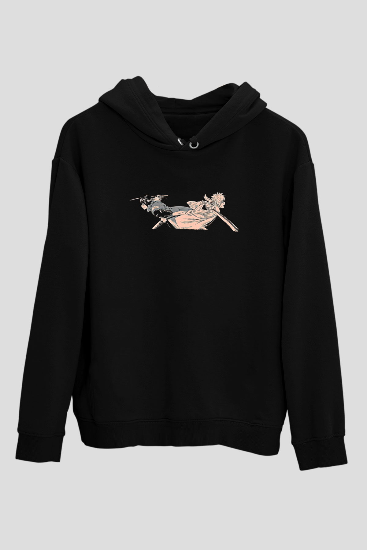 Gintama Baskılı Unisex Siyah Hoodie