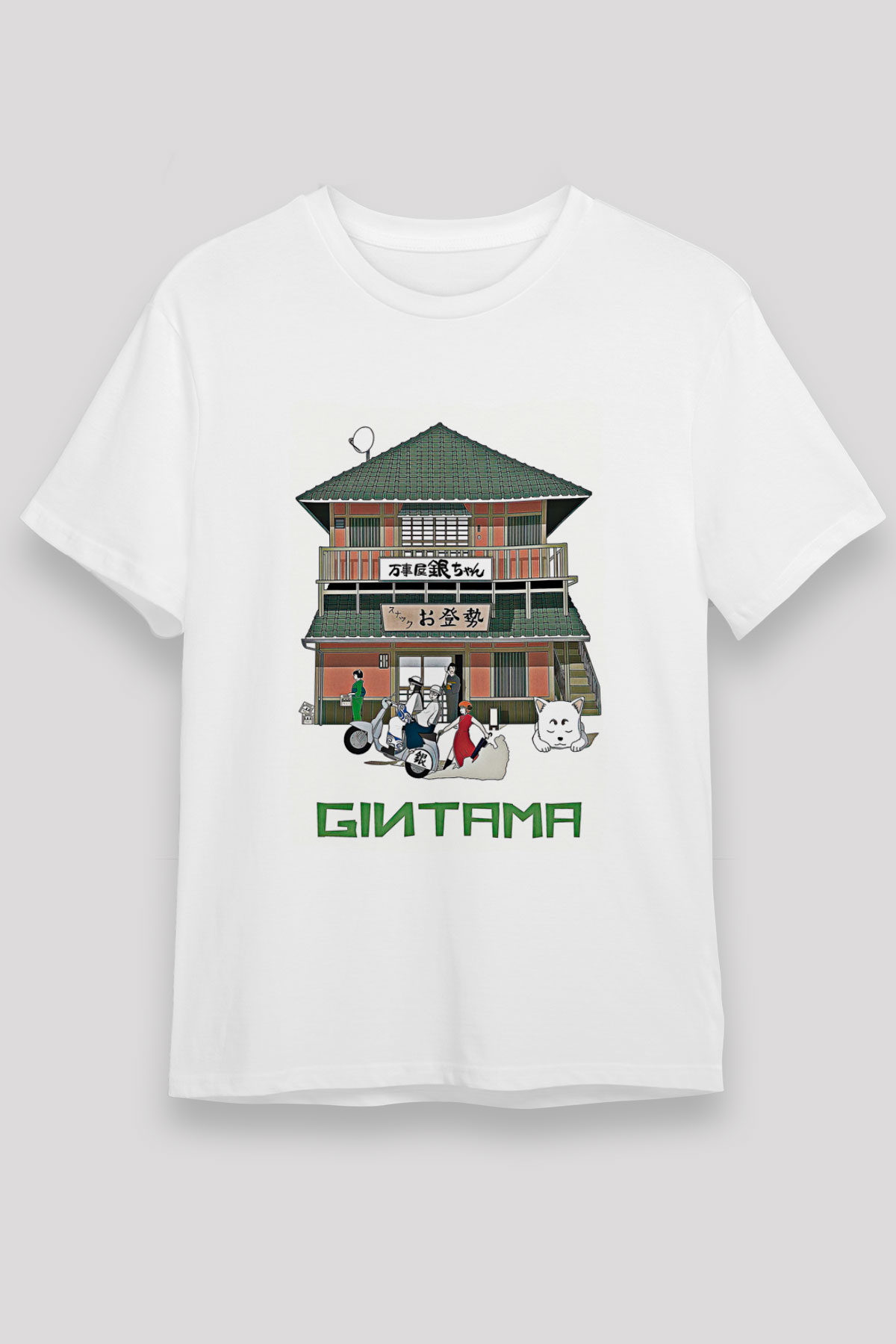 Gintama Unisex Baskılı Beyaz Tişört - Tshirt