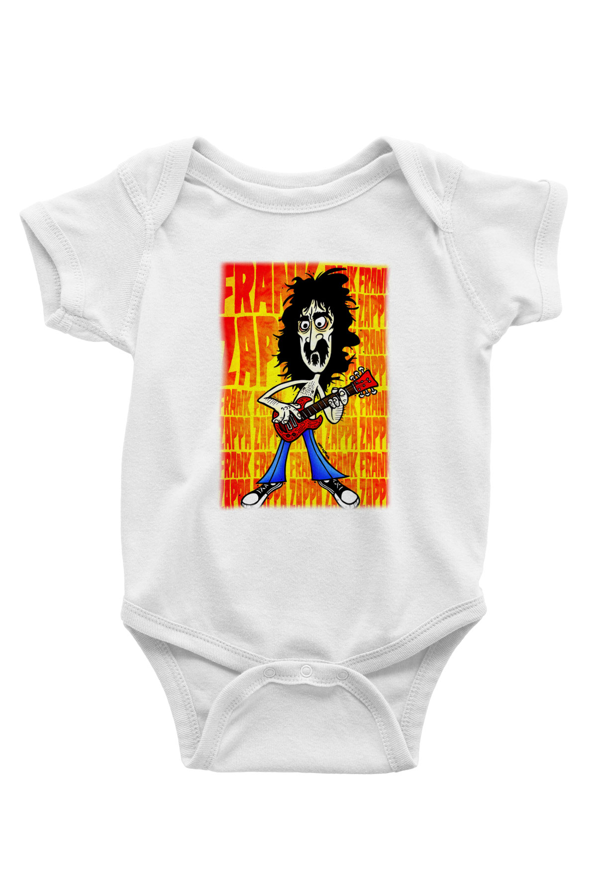 Gitarist Baskılı Beyaz Unisex Bebek Body - Zıbın