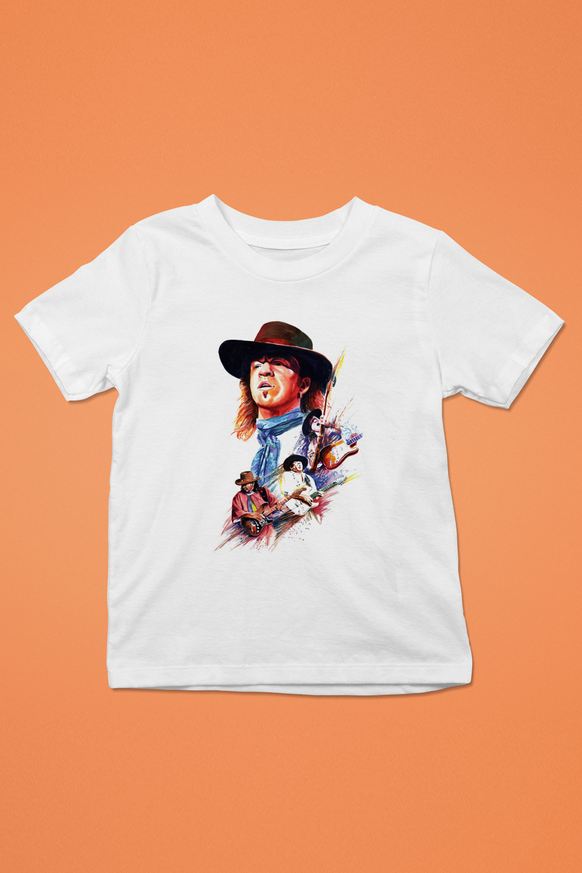 Gitarist Baskılı Beyaz Unisex Çocuk Tişört
