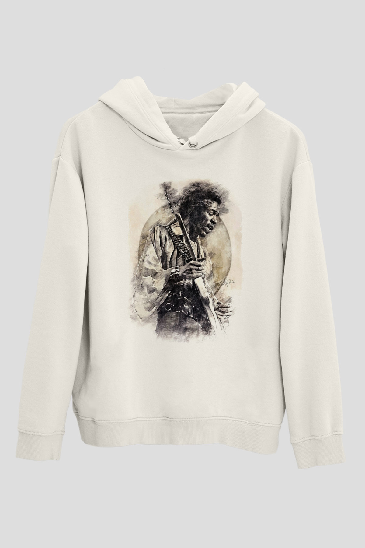 Gitarist Beyaz Unisex Kapüşonlu Sweatshirt