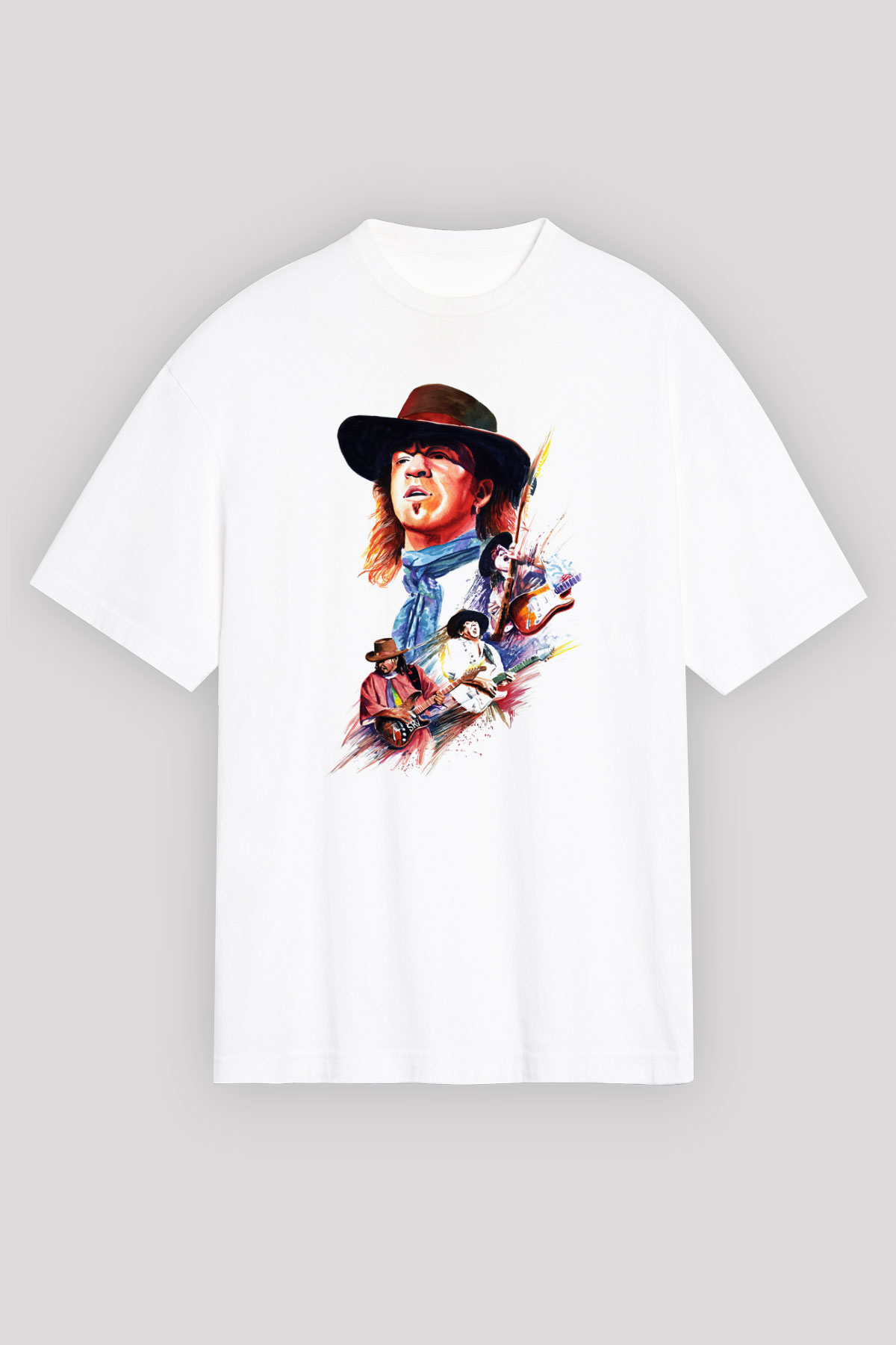 Gitarist Beyaz Unisex Oversize Tişört T-Shirt