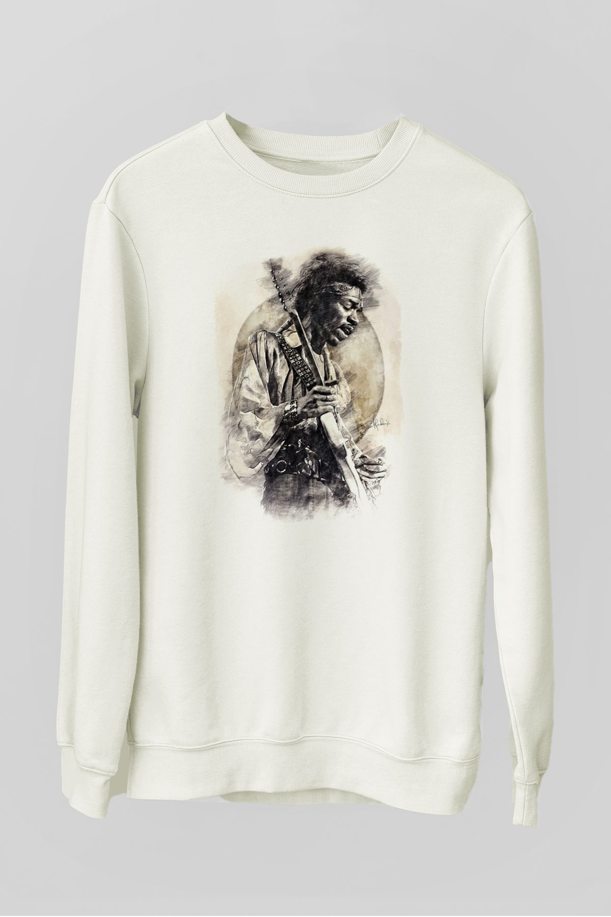 Gitarist Beyaz Unisex Sweatshirt