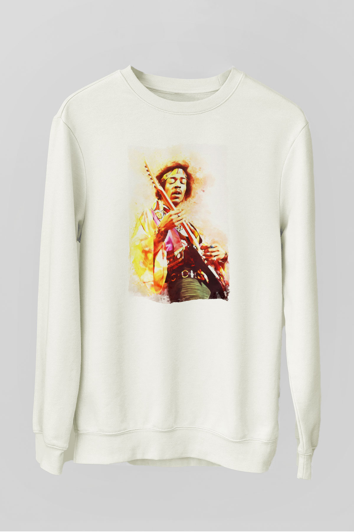 Gitarist Beyaz Unisex Sweatshirt