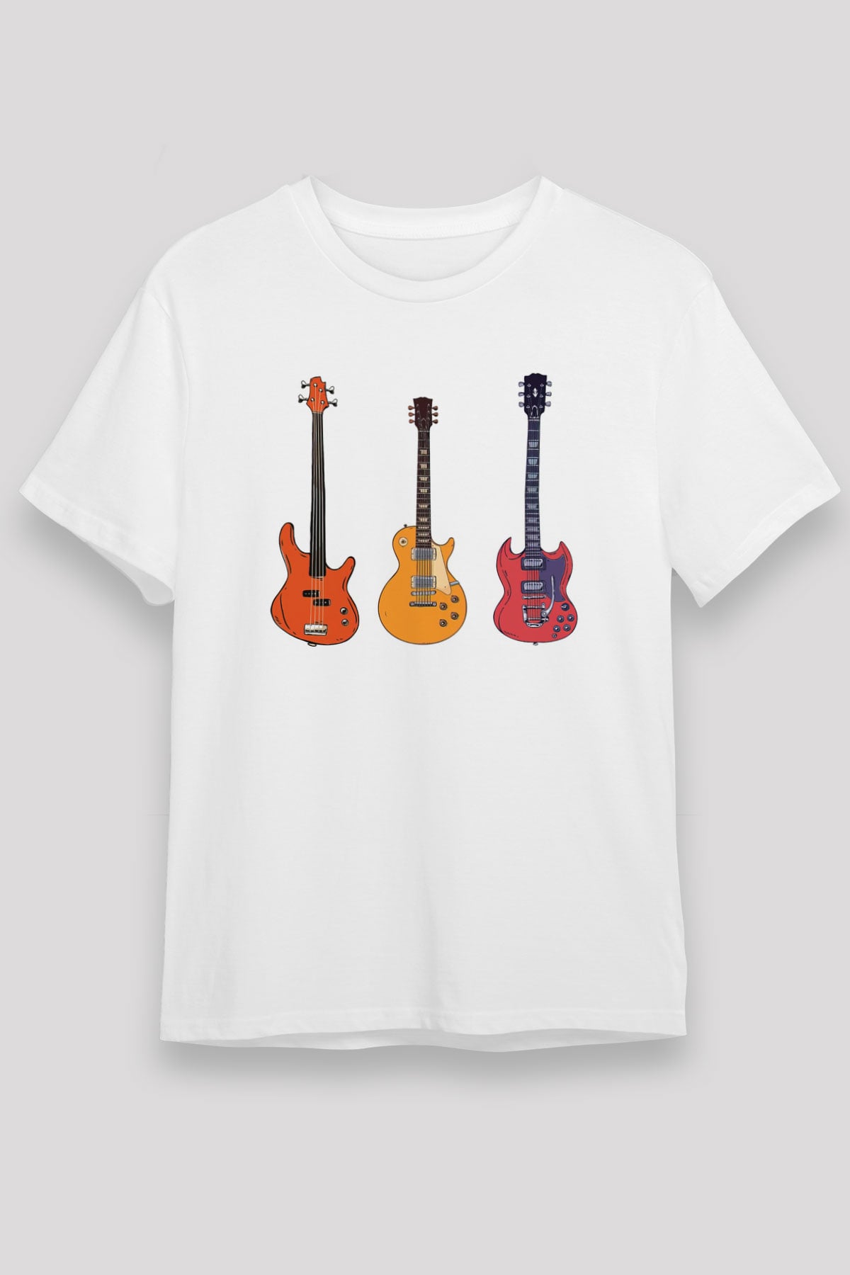 Gitarist Beyaz Unisex Tişört T-Shirt - TişörtFabrikası