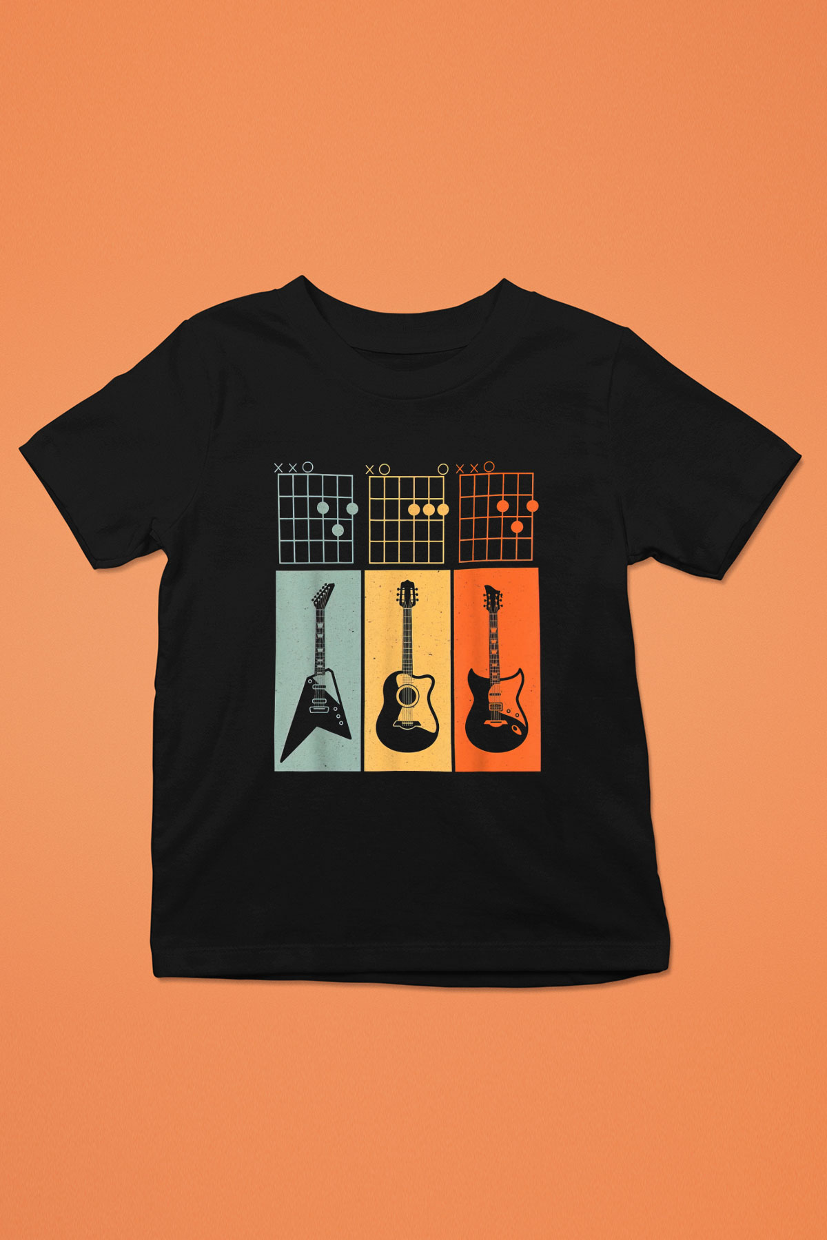 Gitarist Siyah Unisex Çocuk Tişört