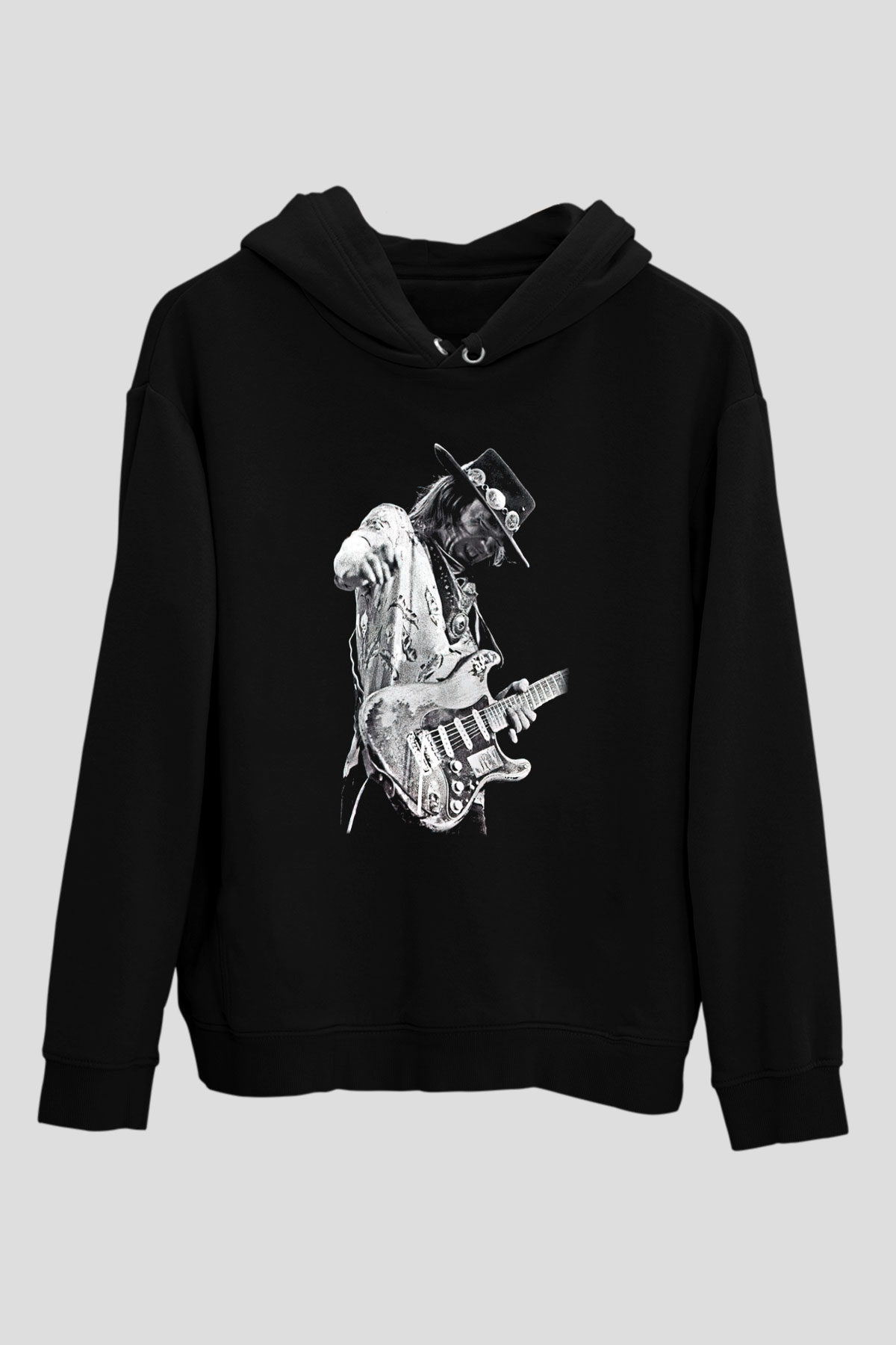 Gitarist Siyah Unisex Kapşonlu Sweatshirt