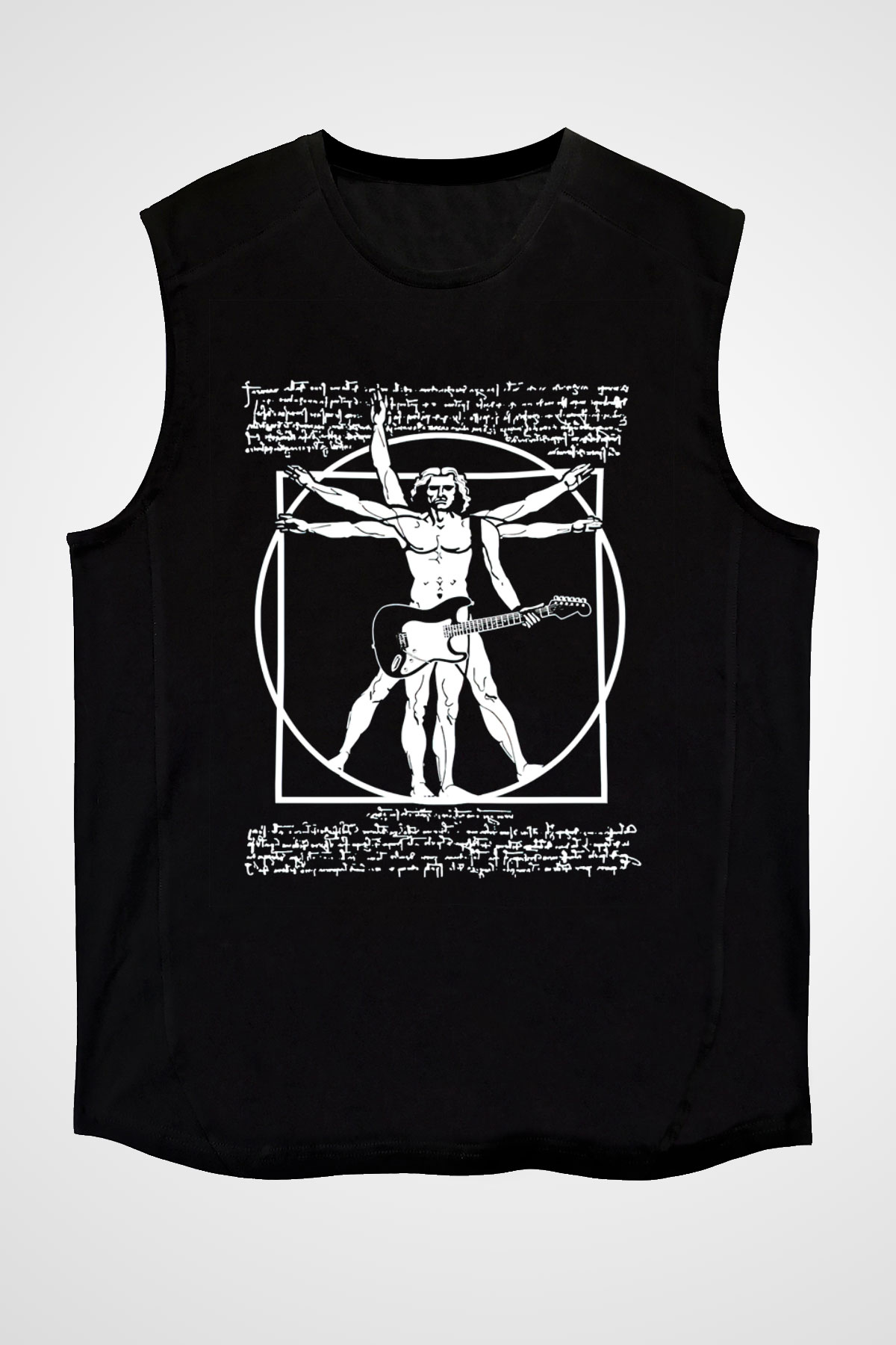 Gitarist Siyah Unisex Kolsuz Tişört