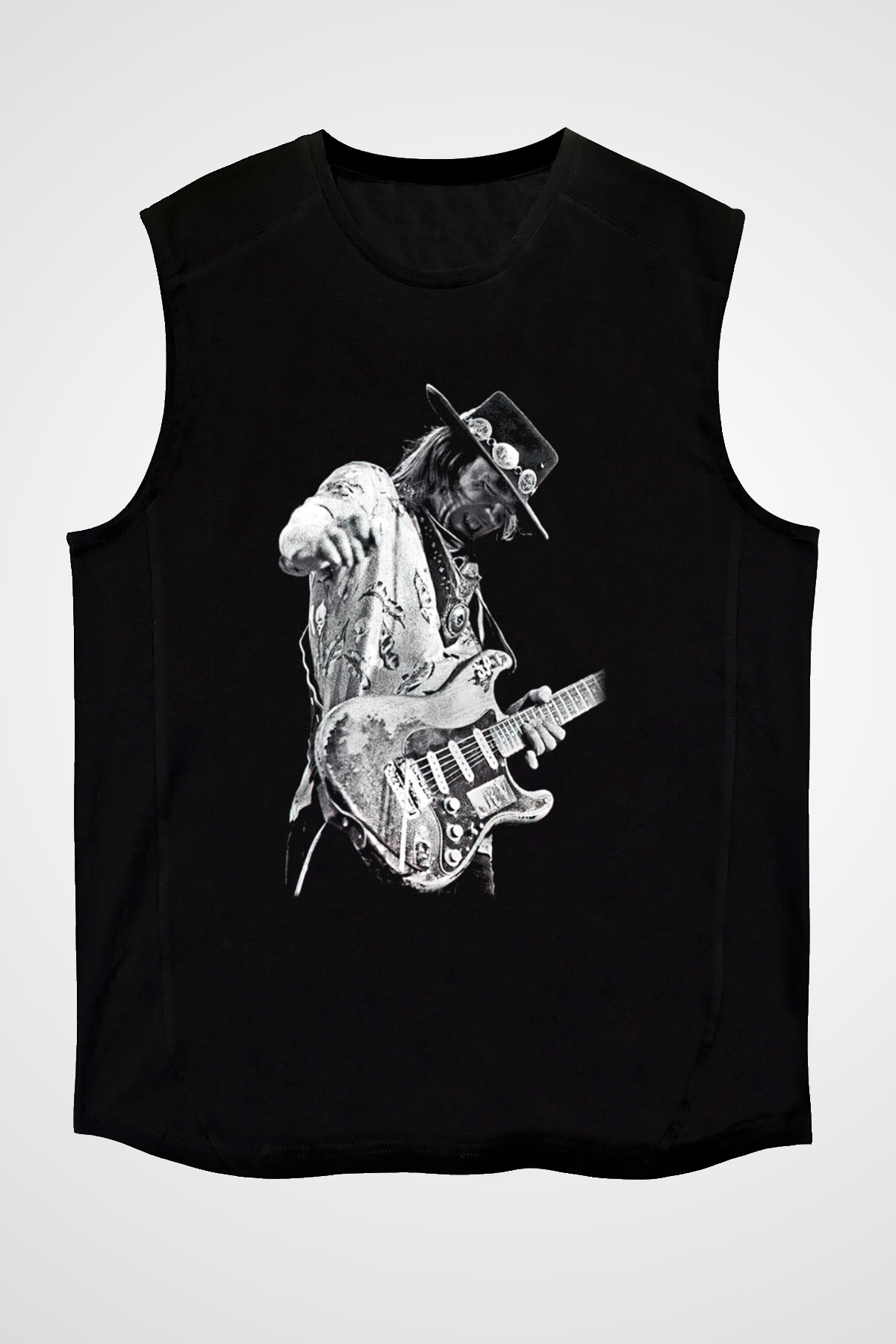 Gitarist Siyah Unisex Kolsuz Tişört