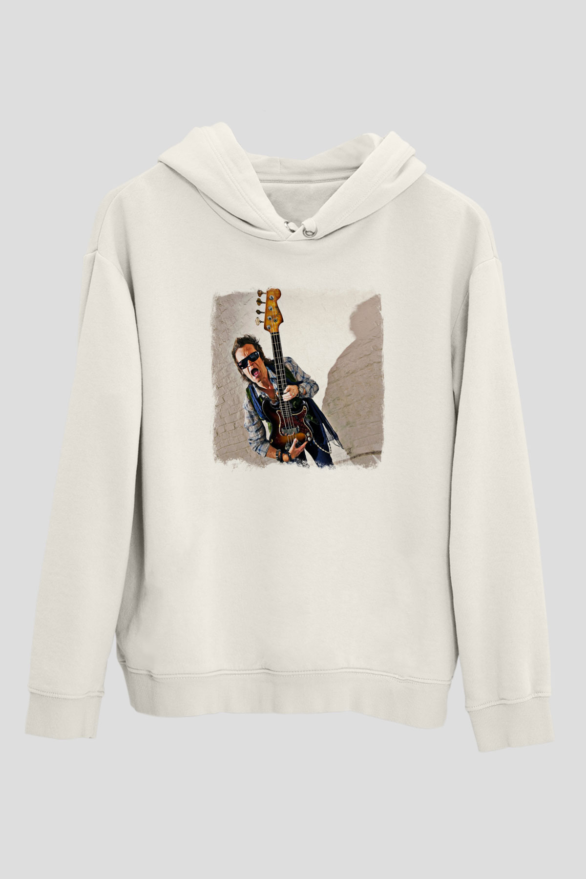 Glenn Hughes Baskılı Unisex Beyaz Hoodie