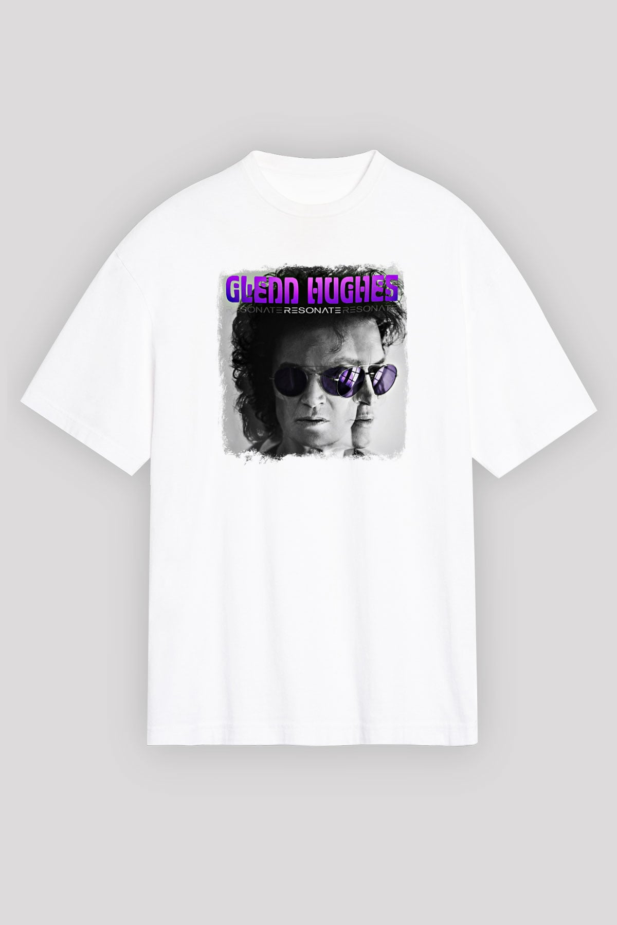 Glenn Hughes Baskılı Unisex Beyaz Oversize Tişört