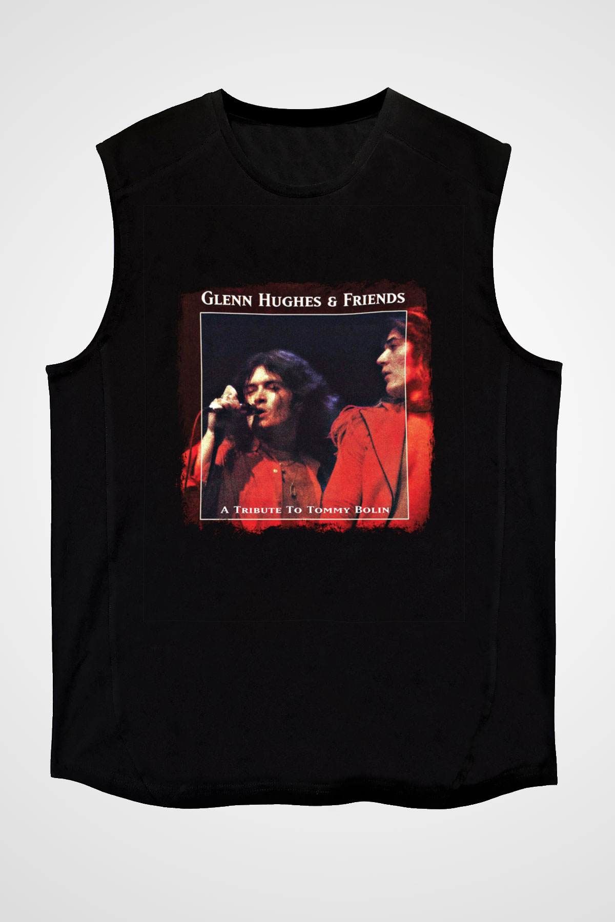 Glenn Hughes Baskılı Unisex Siyah Kolsuz Tişört