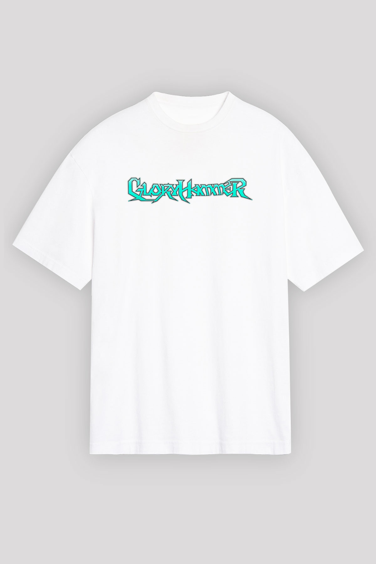 Gloryhammer Baskılı Beyaz Unisex Oversize Tişört - Tshirt