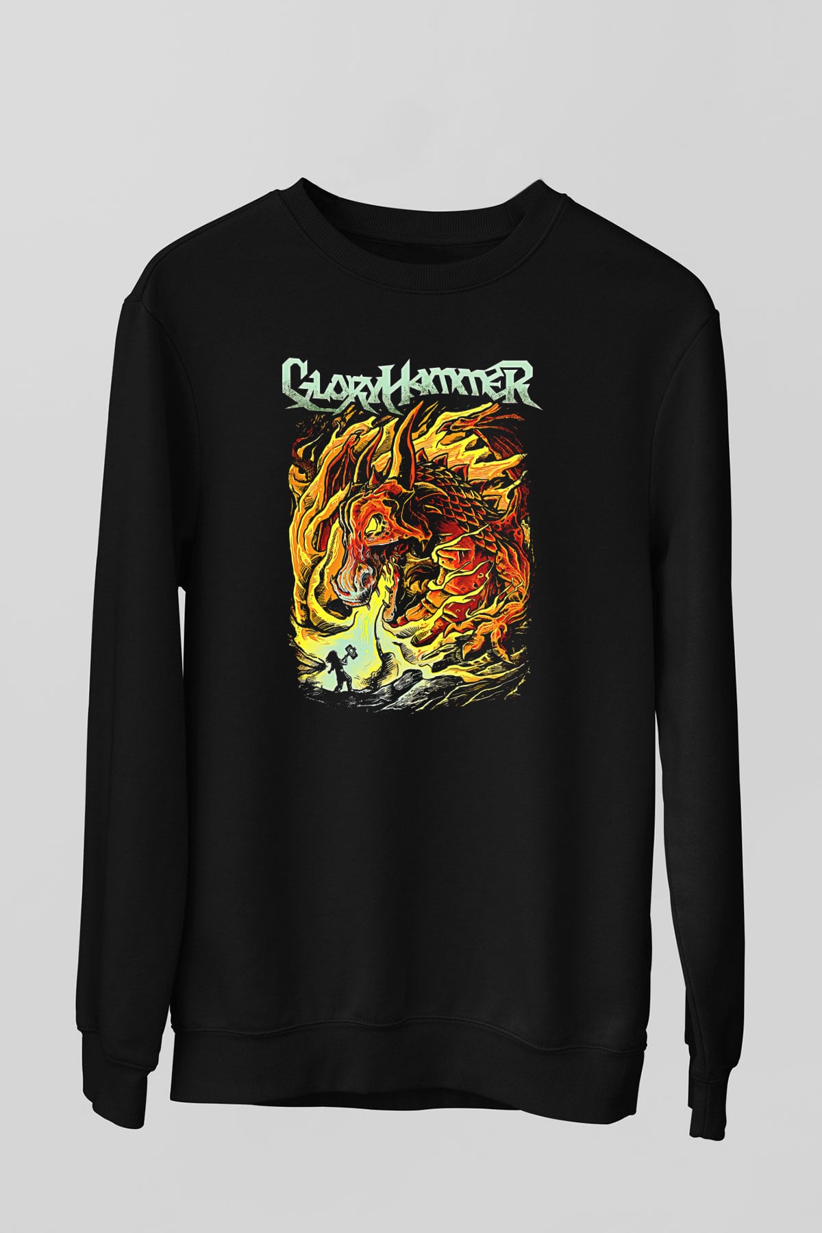 Gloryhammer Baskılı Unisex Siyah Sweatshirt
