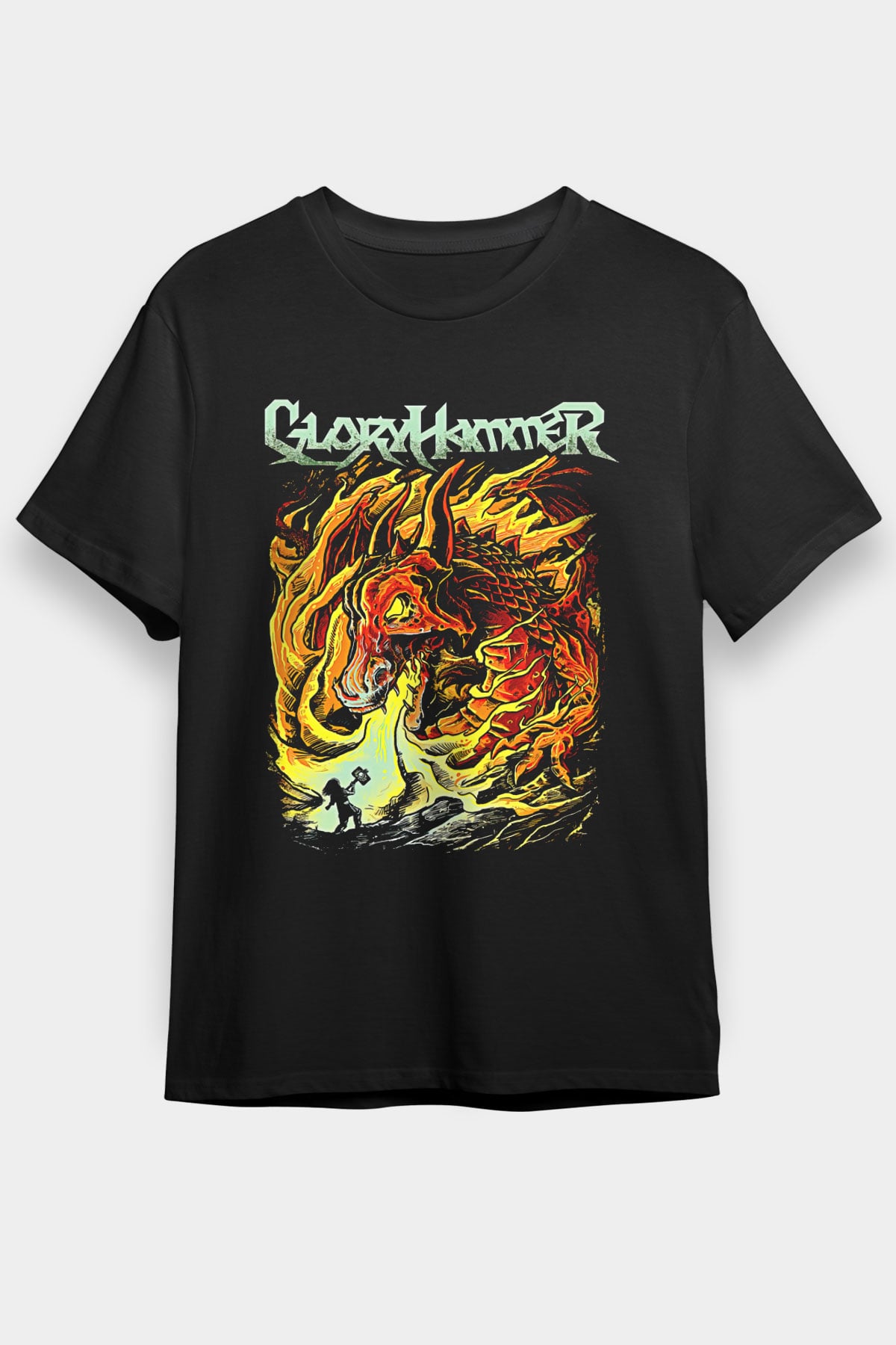 Gloryhammer Baskılı Unisex Siyah Tişört - Tshirt