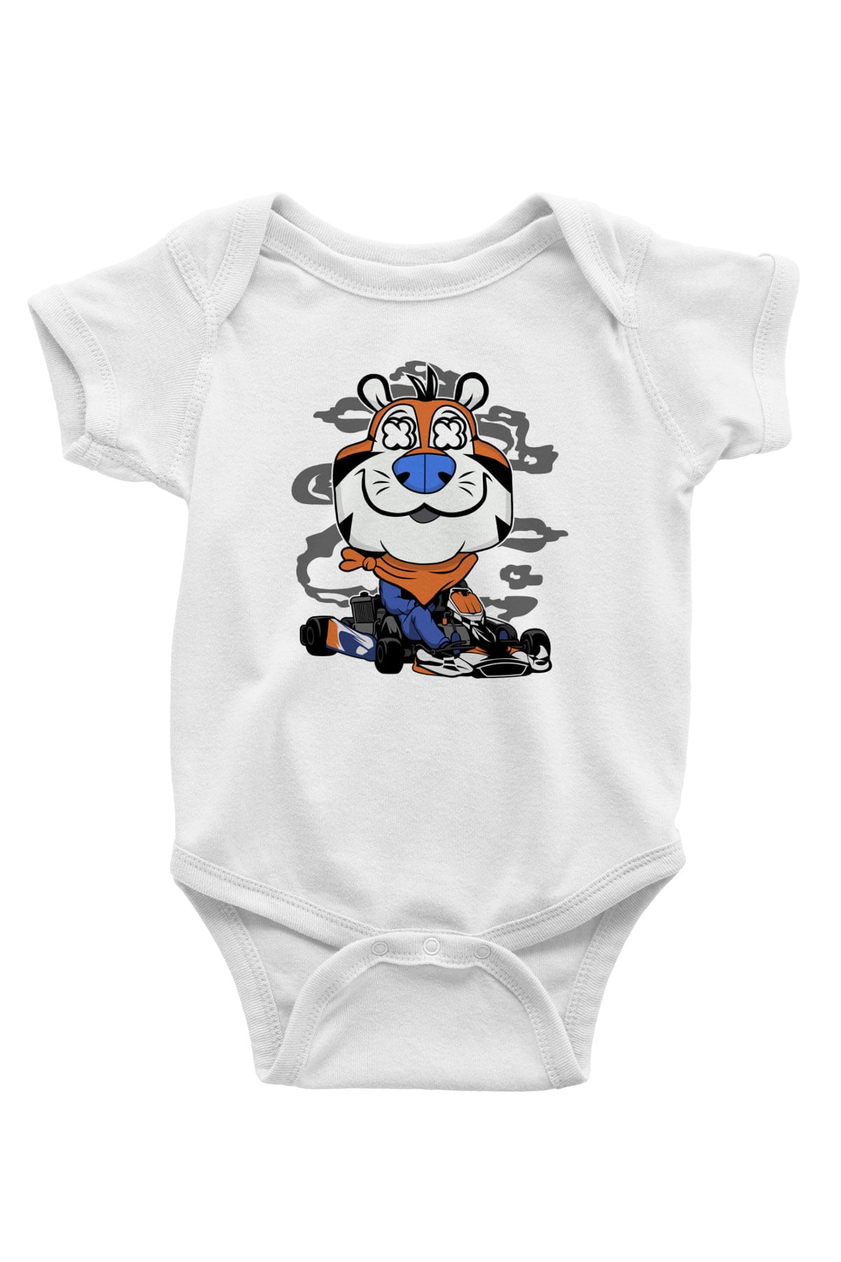 Go Kart Tony Baskılı Unisex Beyaz Bebek Body - Zıbın
