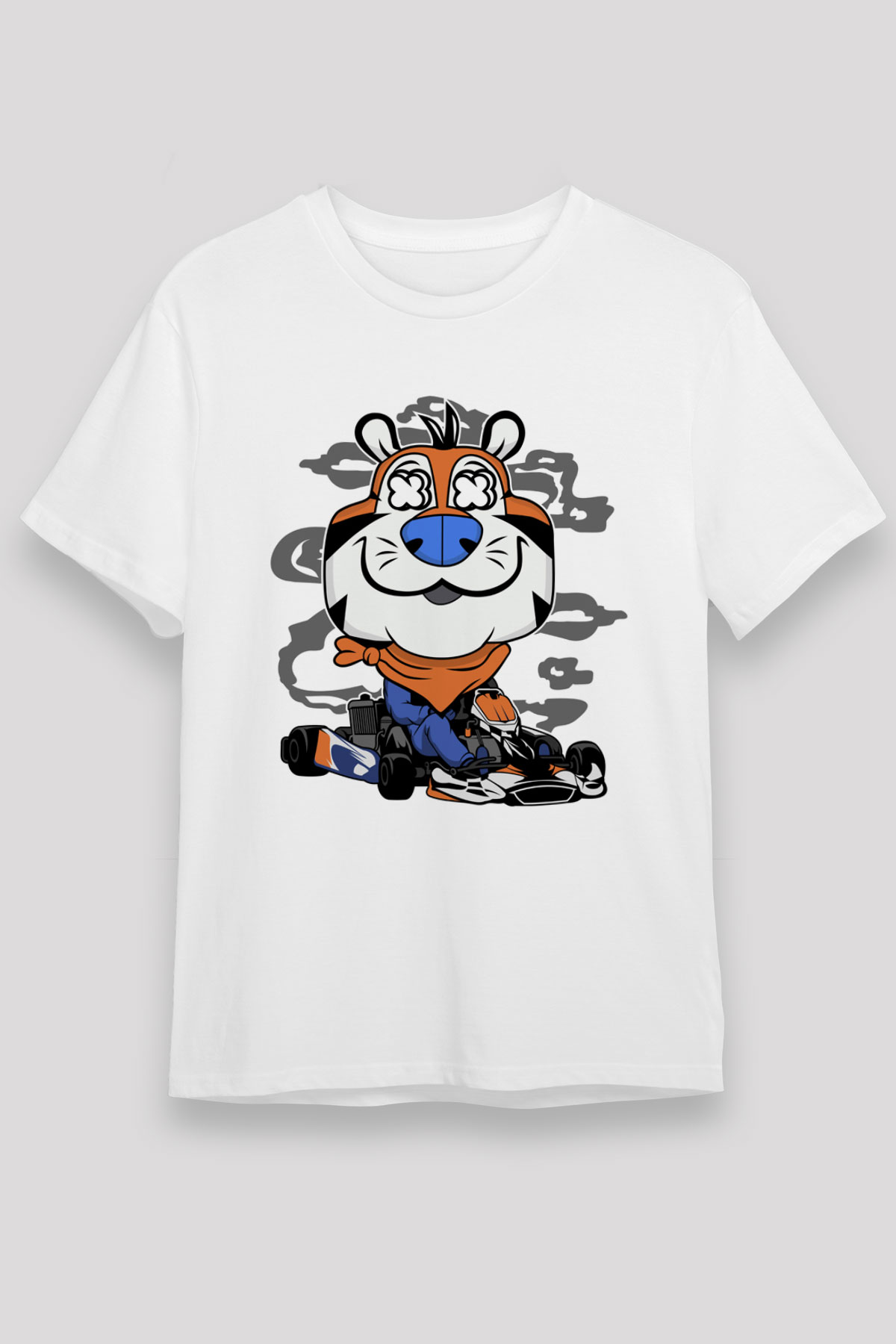 Go Kart Tony Baskılı Unisex Beyaz Tişört