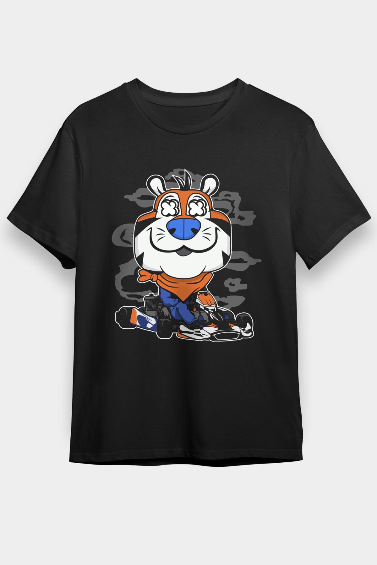 Go Kart Tony Baskılı Unisex Siyah Tişört