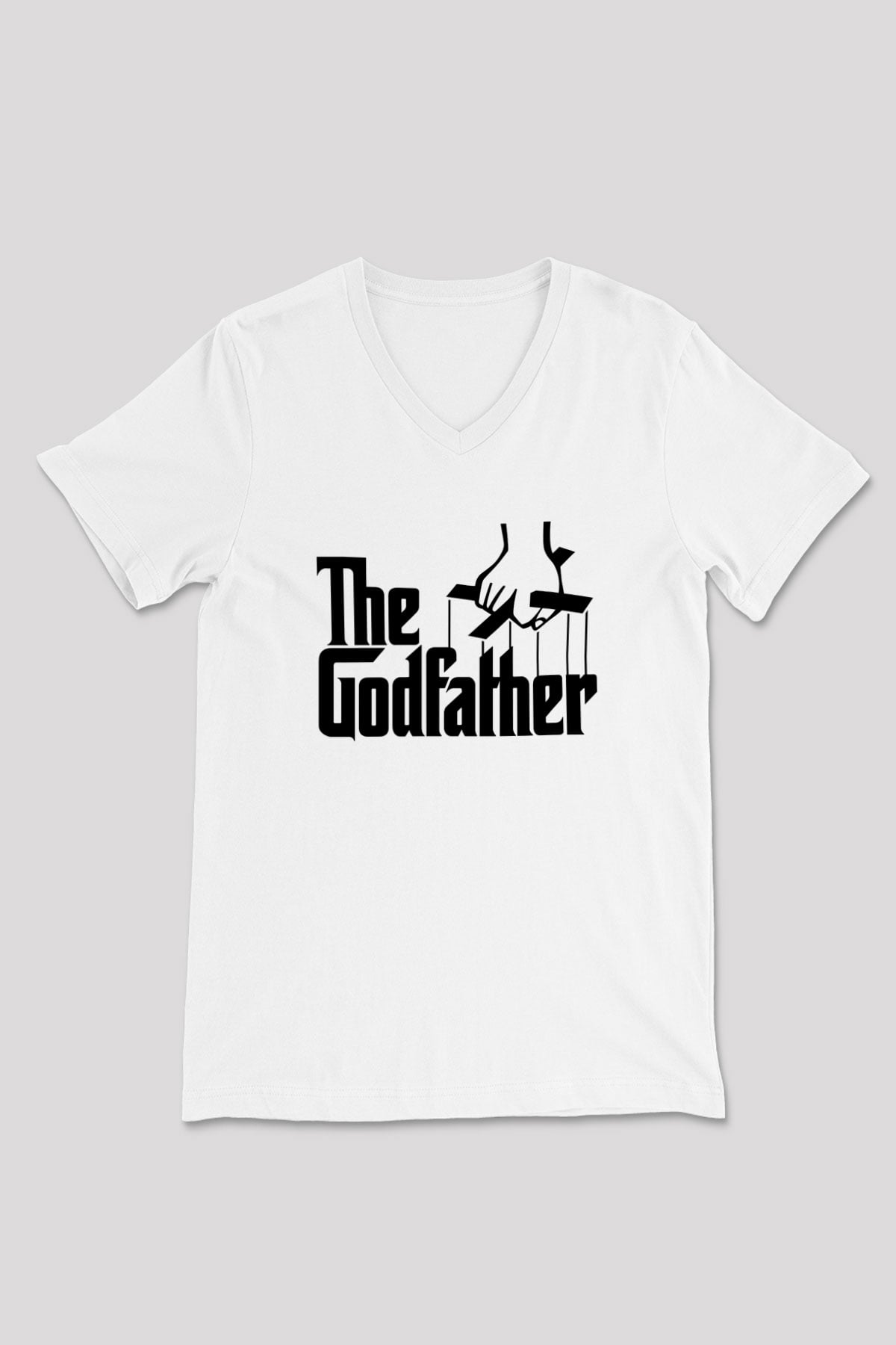 Godfather Beyaz Unisex V Yaka Tişört T-Shirt