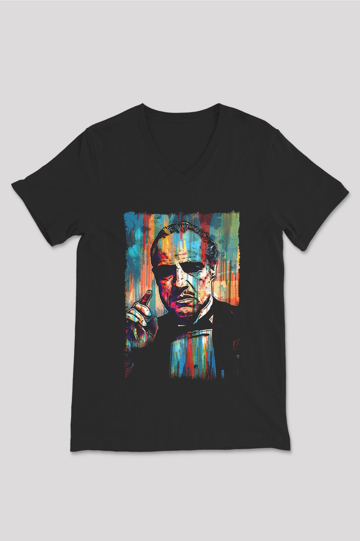Godfather Siyah Unisex V Yaka Tişört