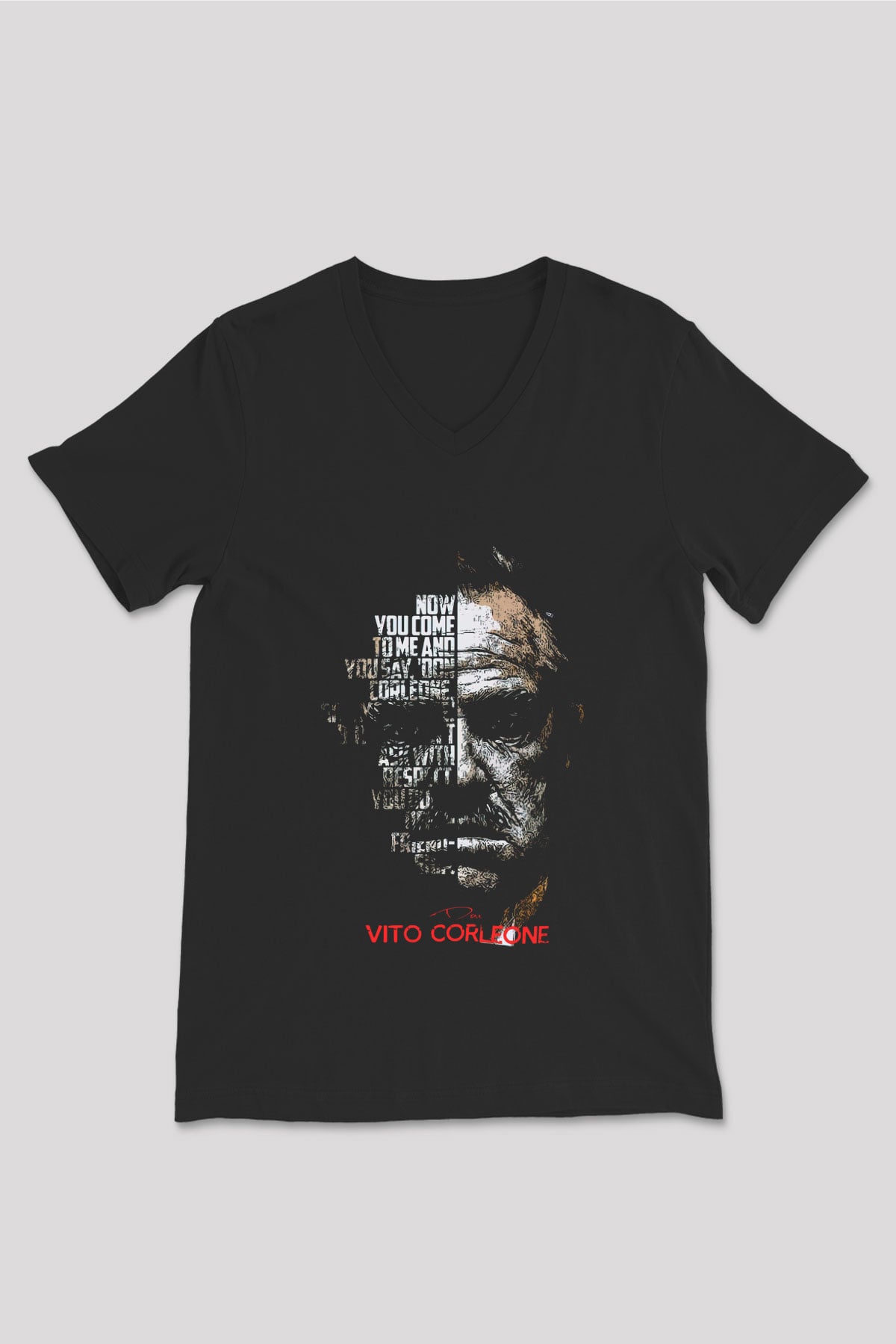 Godfather Siyah Unisex V Yaka Tişört