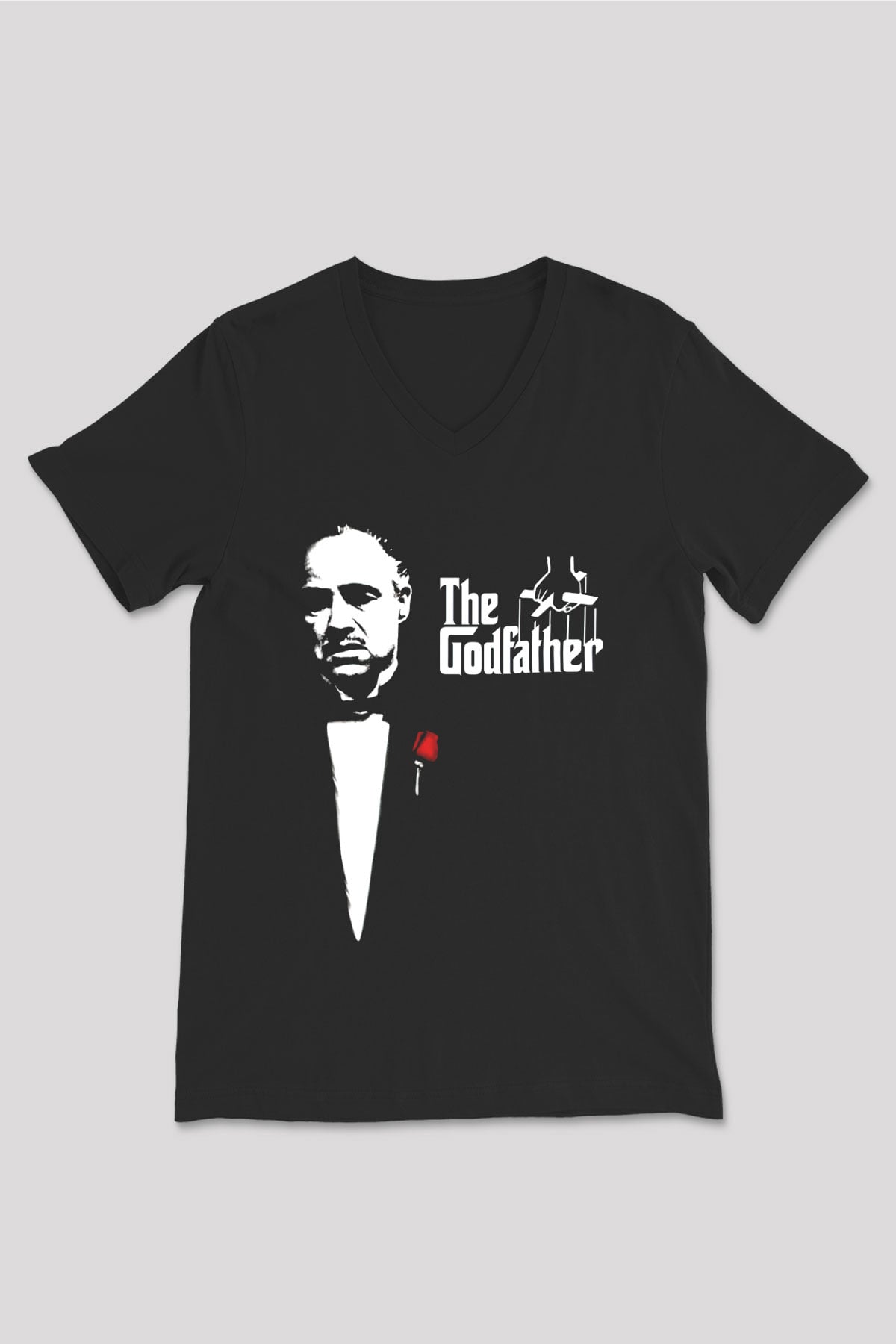 Godfather Siyah Unisex V Yaka Tişört T-Shirt